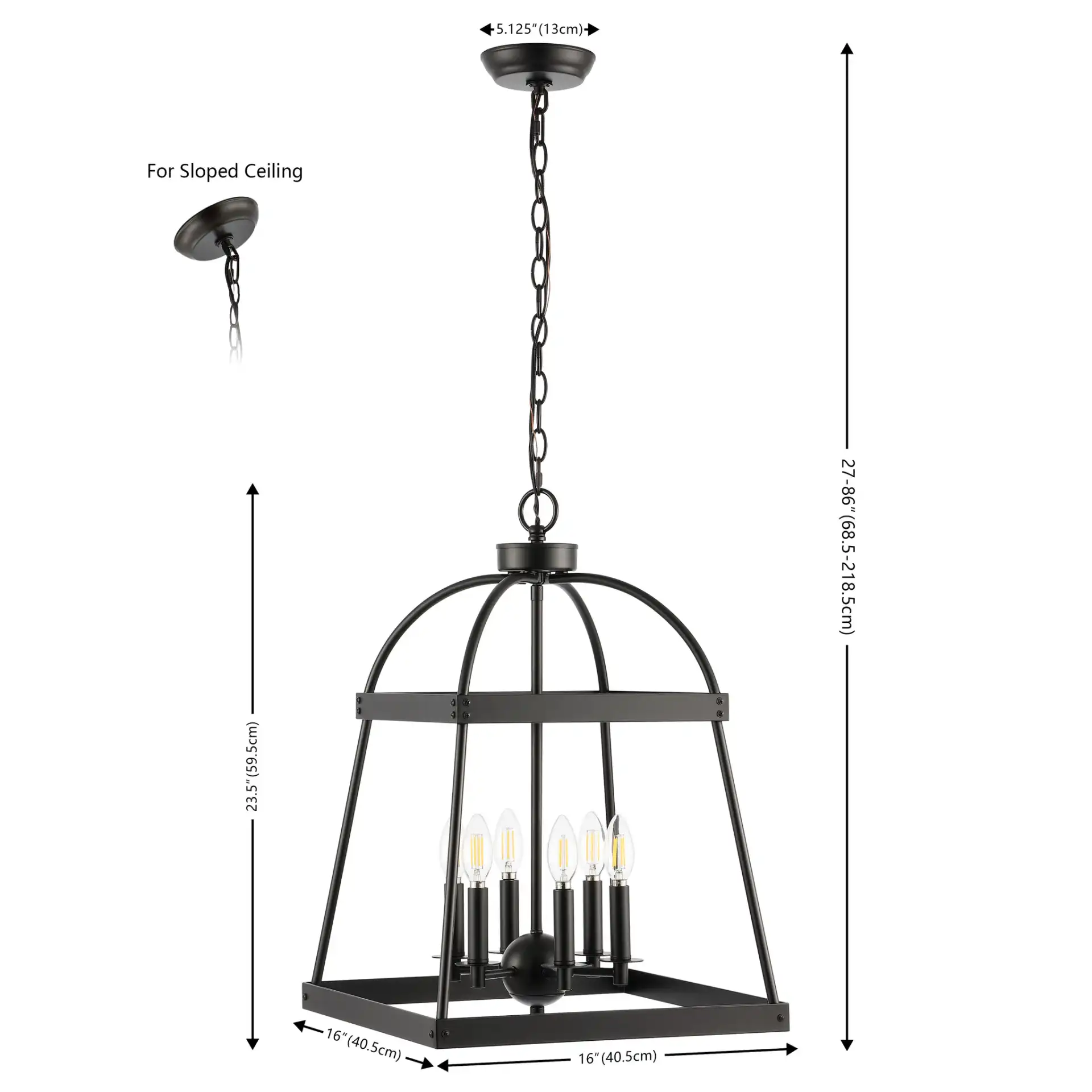 Gracyn Six-Light Chandelier in Black, detail view
