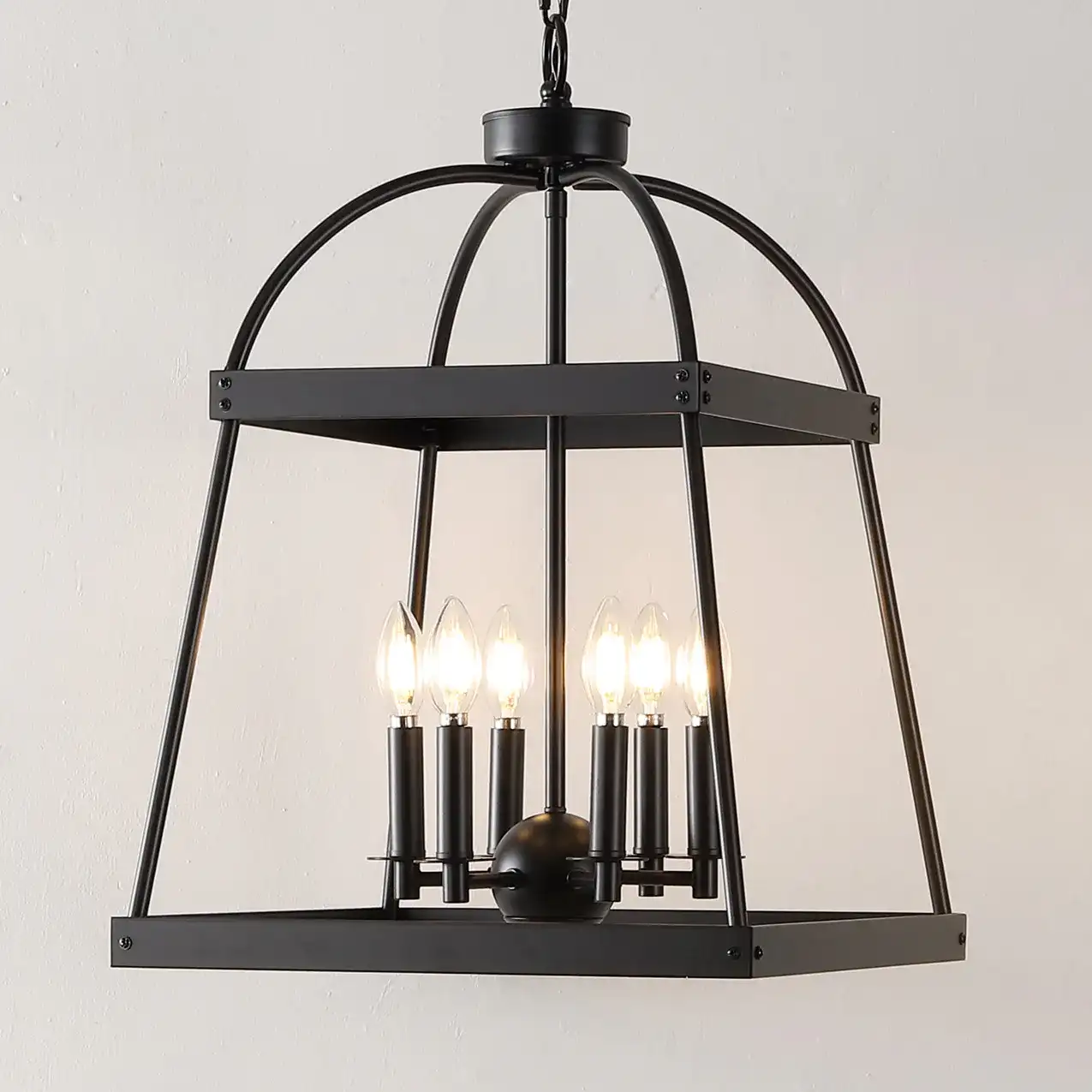 Gracyn Six-Light Chandelier in Black in a styled room