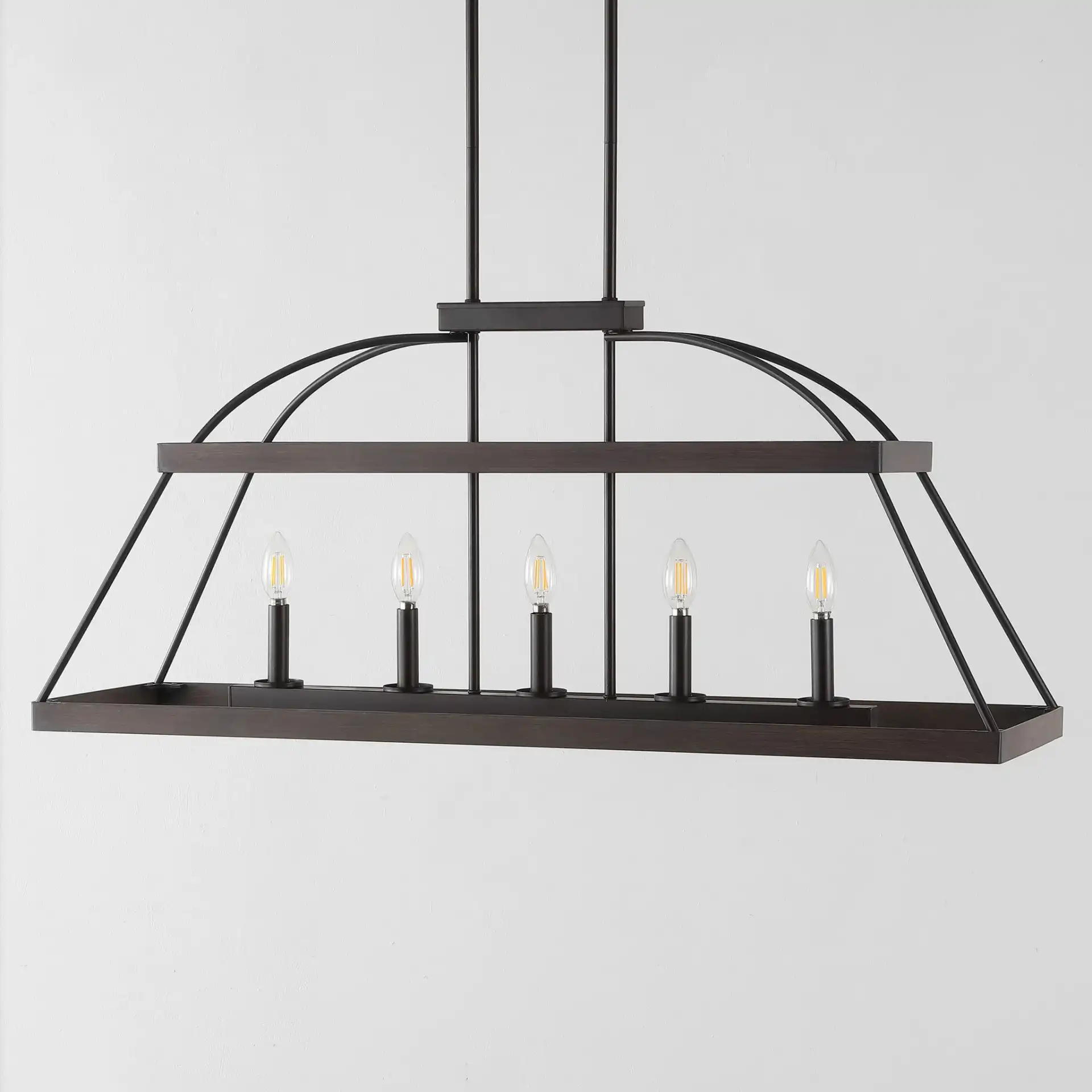 Byher Five-Light Chandelier in Walnut / Oil Rub Bronze, detail view