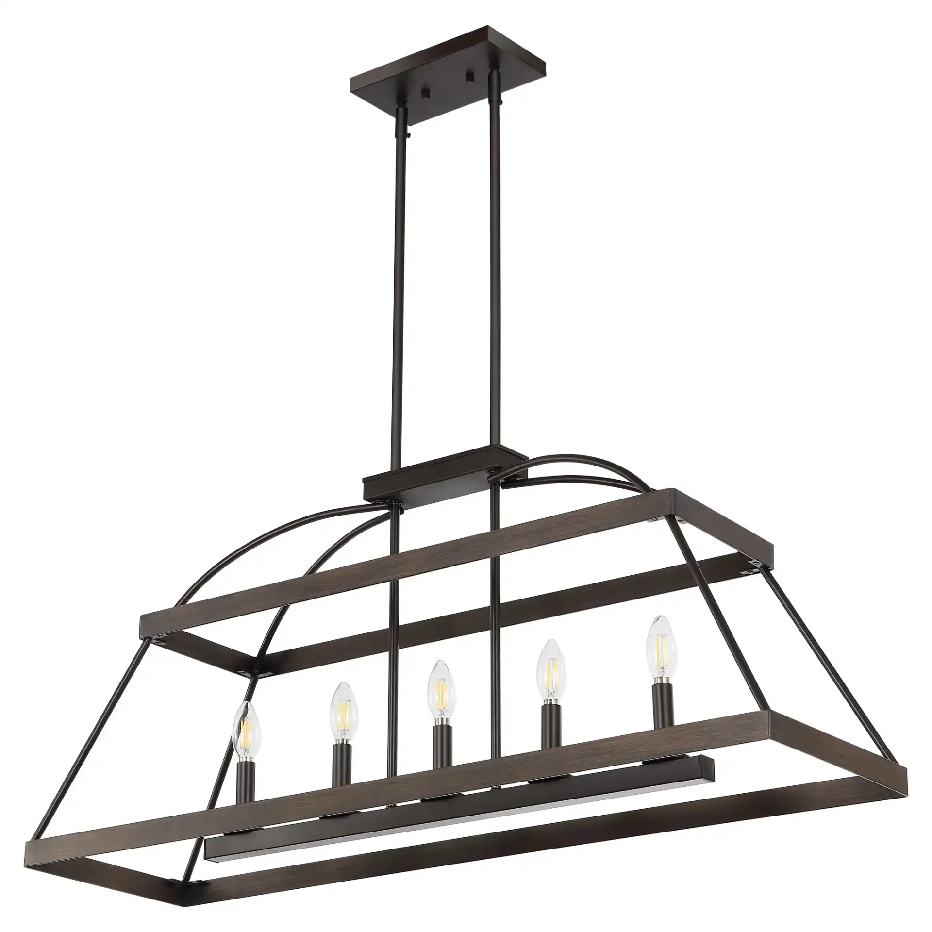 Byher Five-Light Chandelier in Walnut / Oil Rub Bronze, detail view