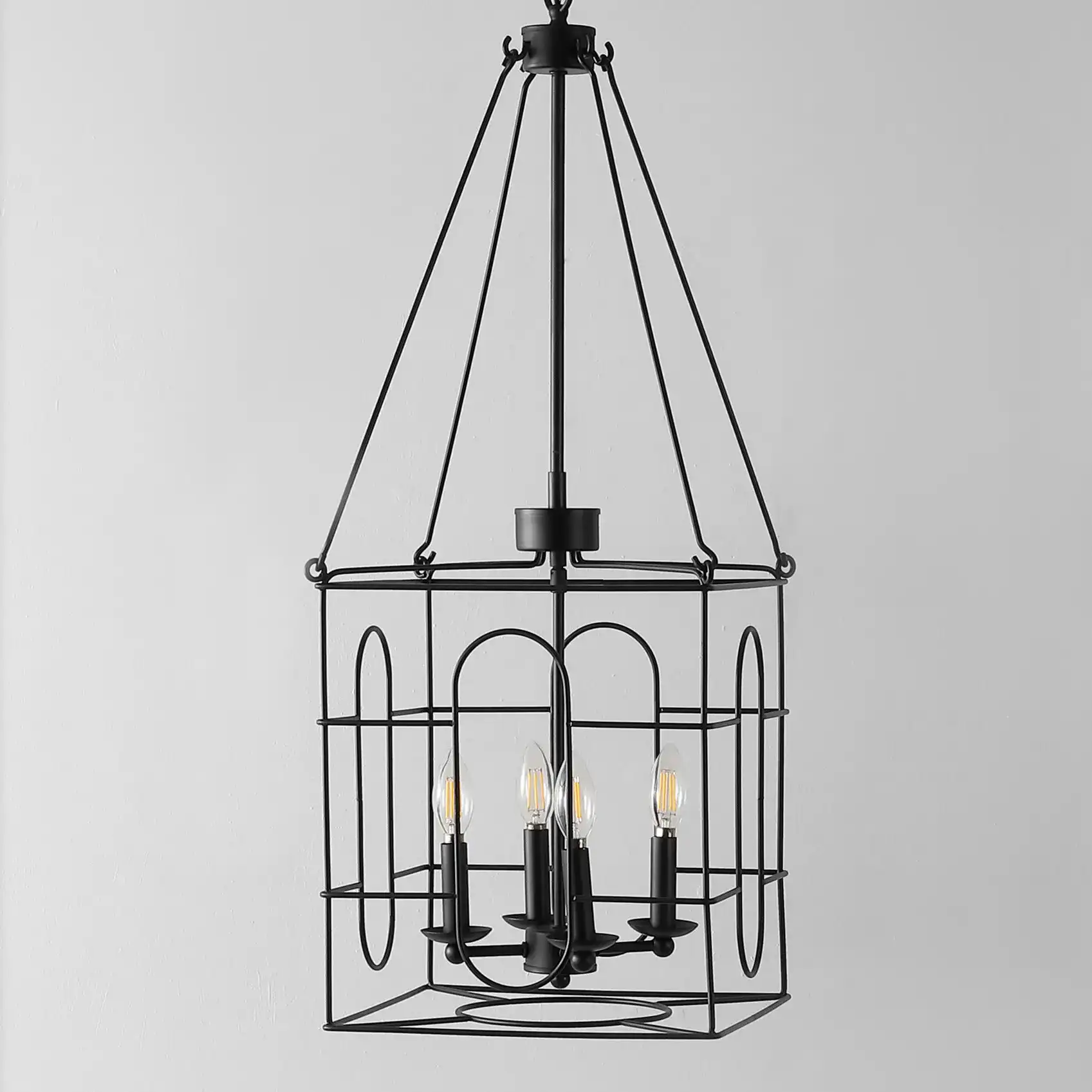 Flatbush Four-Light Chandelier in Black, detail view