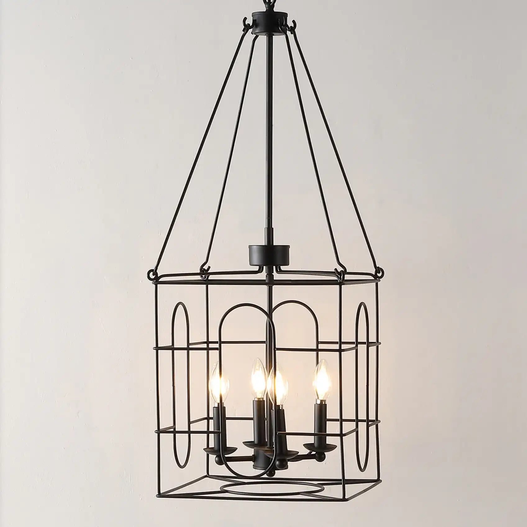 Flatbush Four-Light Chandelier in Black in a styled room