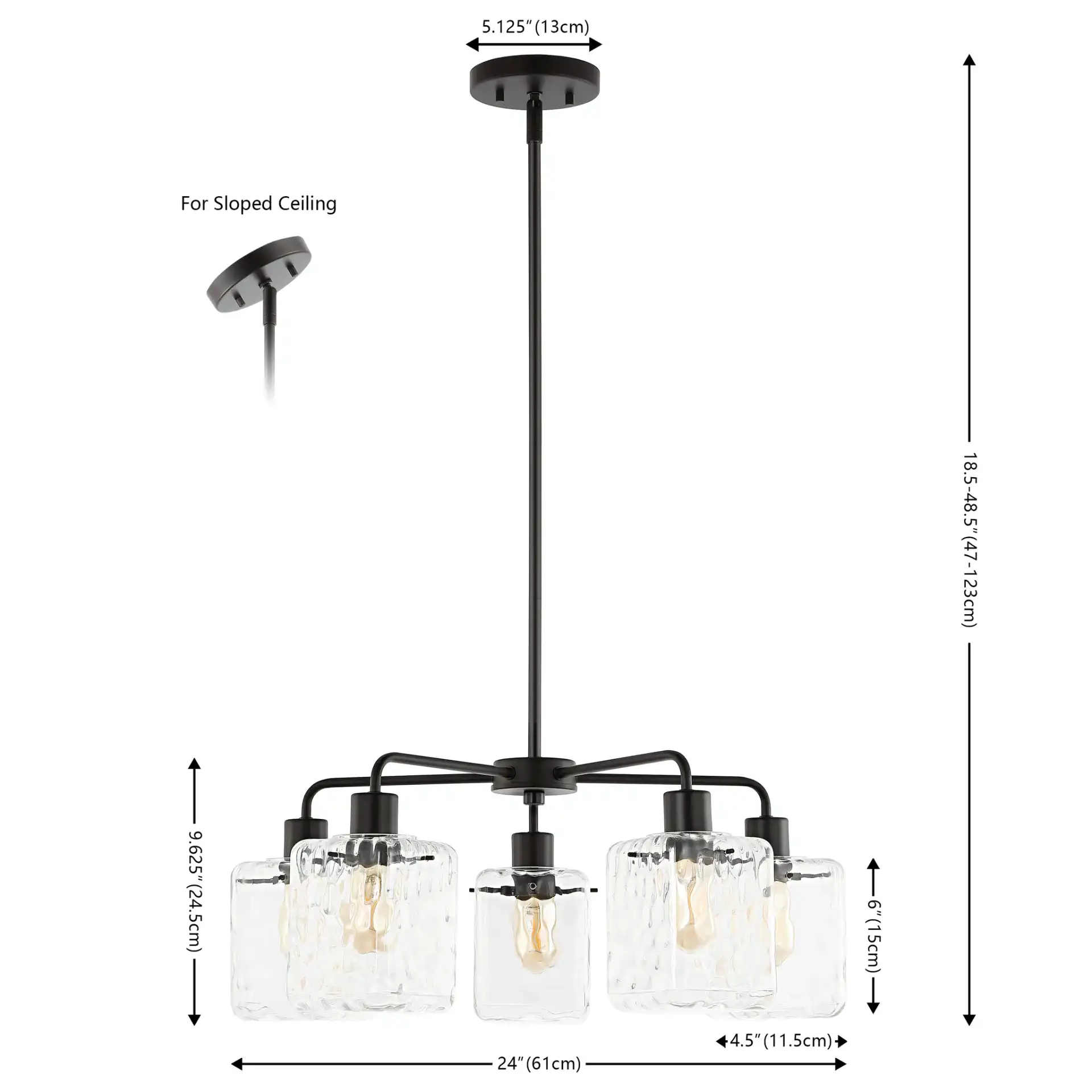 Jameson Five-Light Chandelier in Oil Rub Bronze, detail view