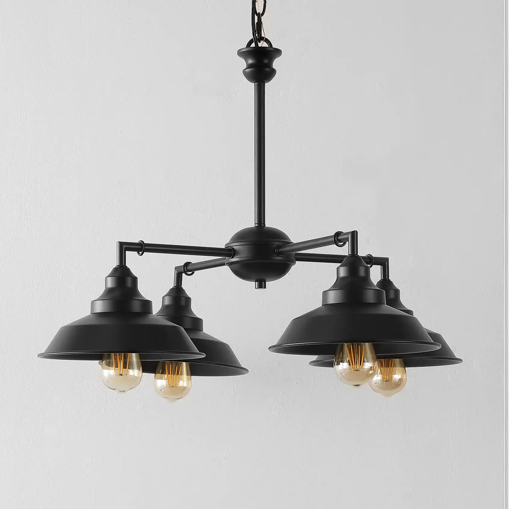 Westlyn Four-Light Chandelier in Black, detail view