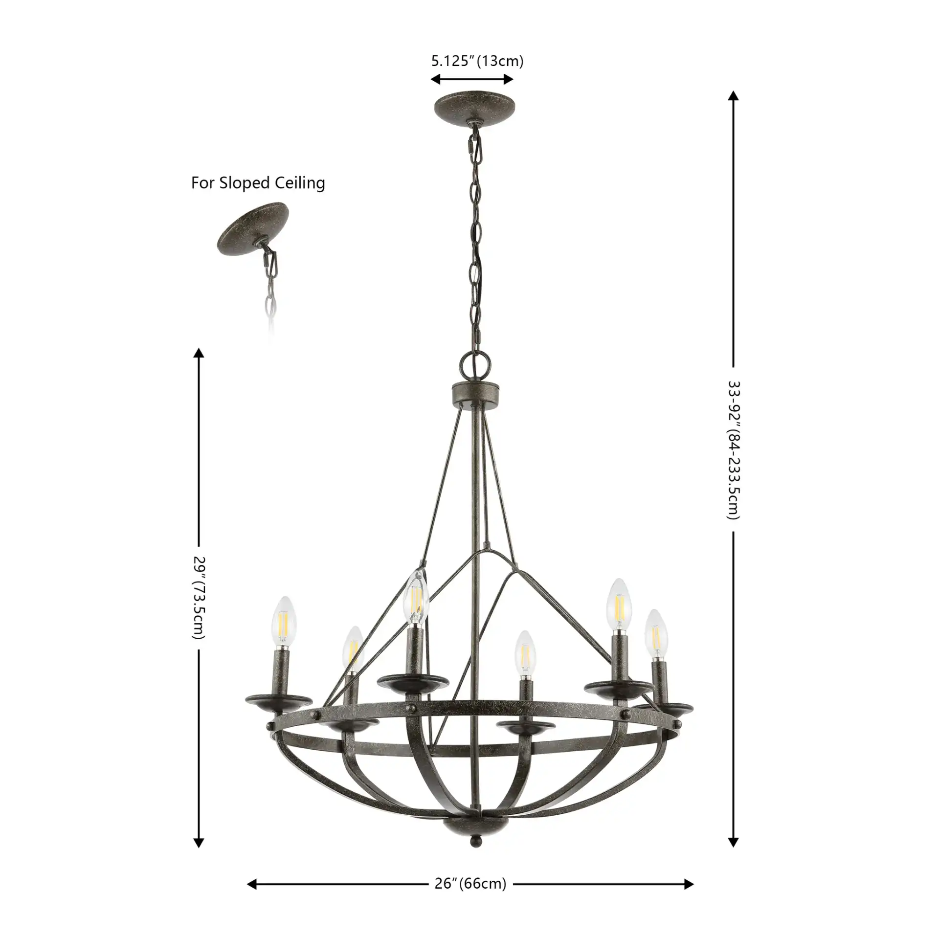 Fraser Chandelier in Silver / Black, detail view