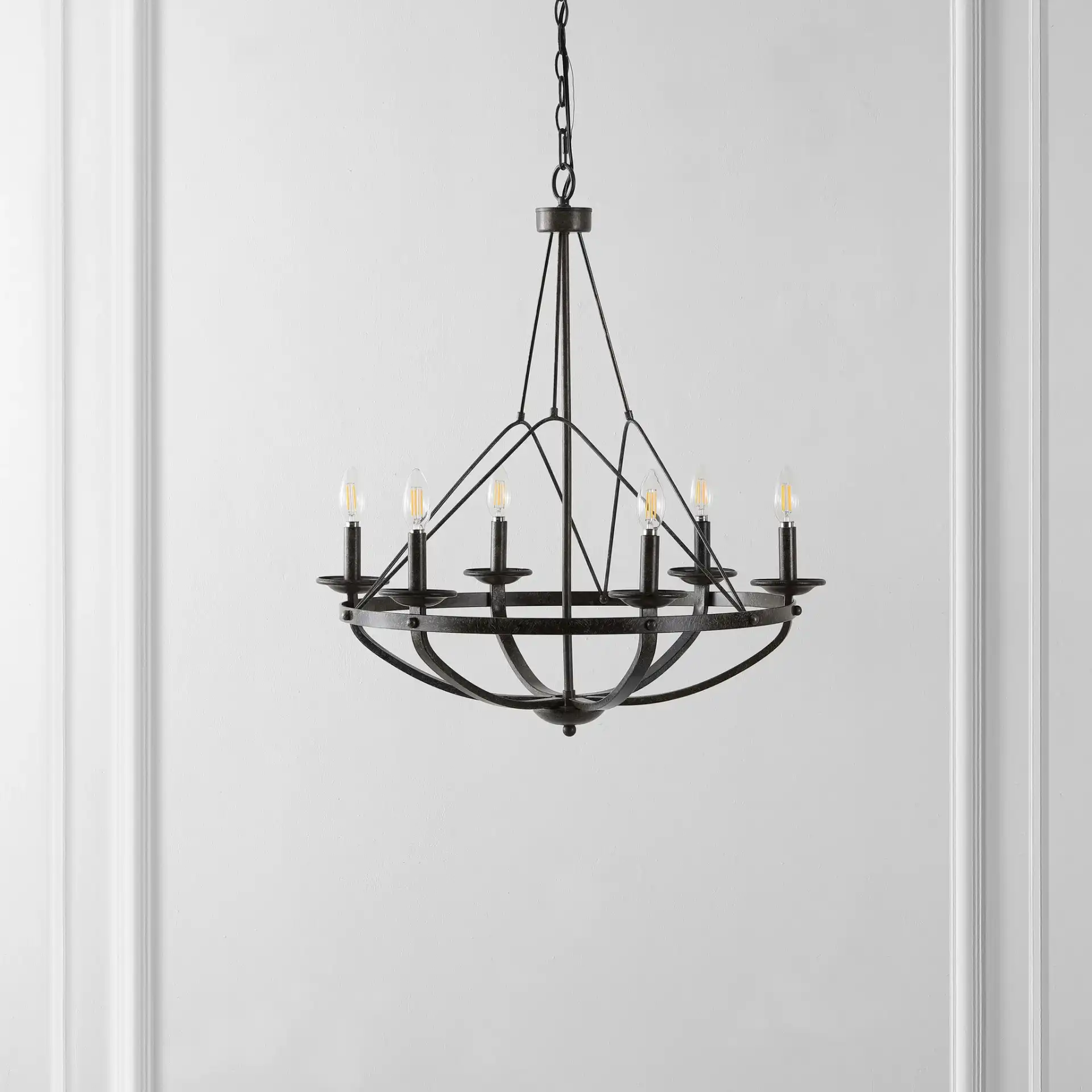 Fraser Chandelier in Silver / Black in a styled room