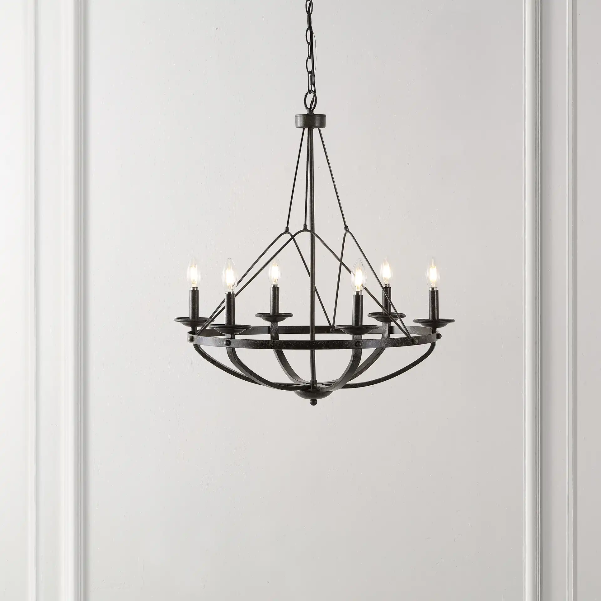 Fraser Chandelier in Silver / Black in a styled room