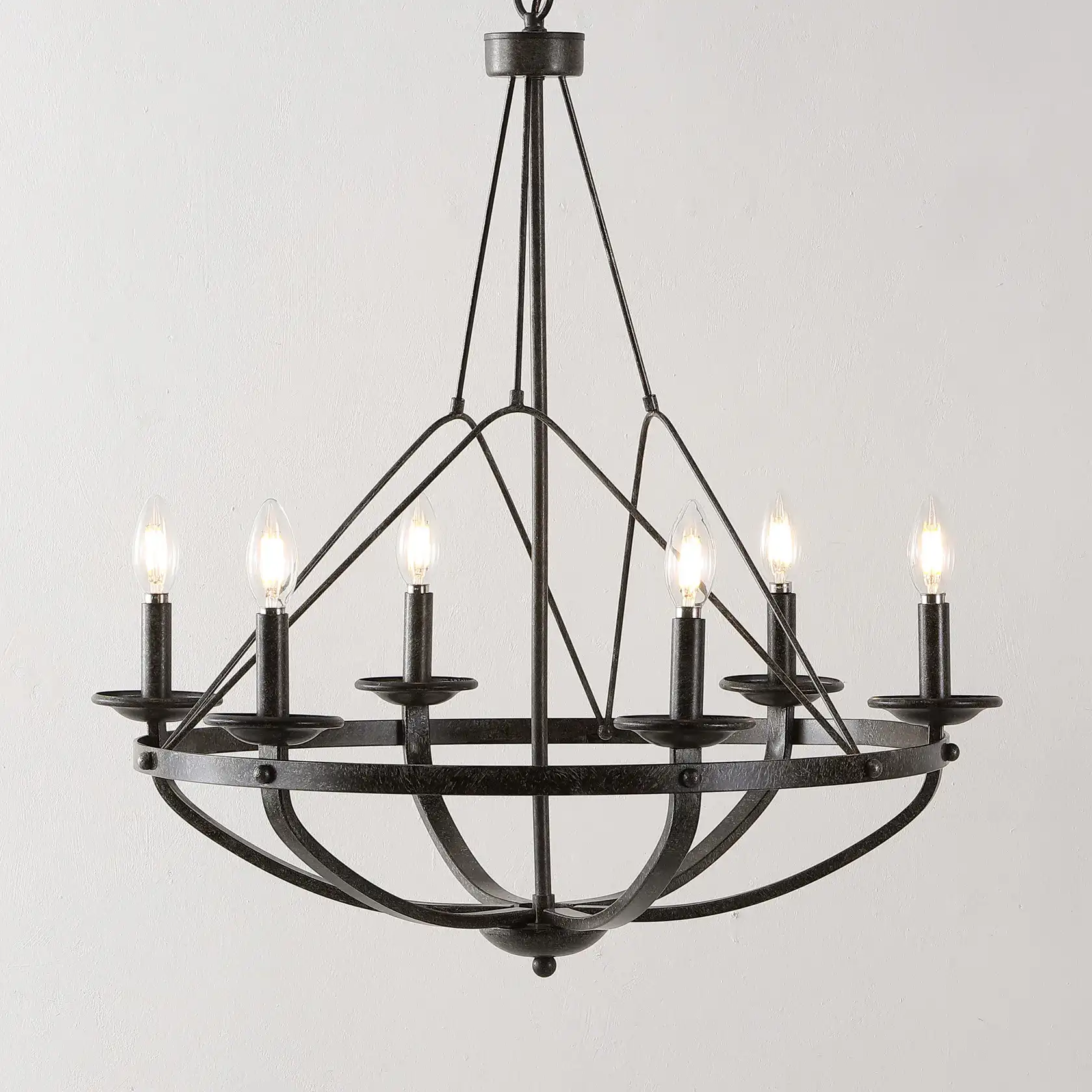 Fraser Chandelier in Silver / Black in a styled room