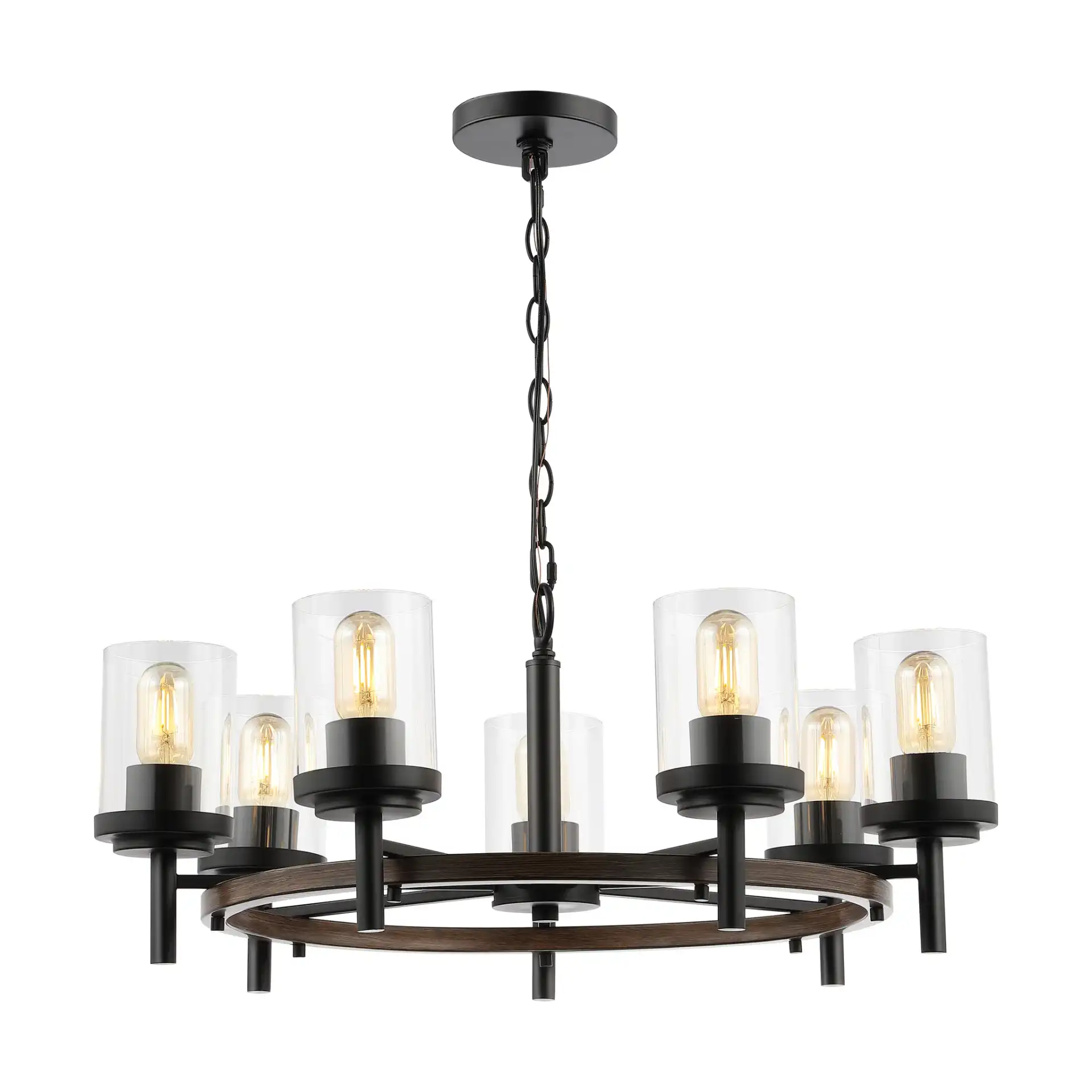 Vancouver Seven-Light Chandelier in Dark Walnut / Black
