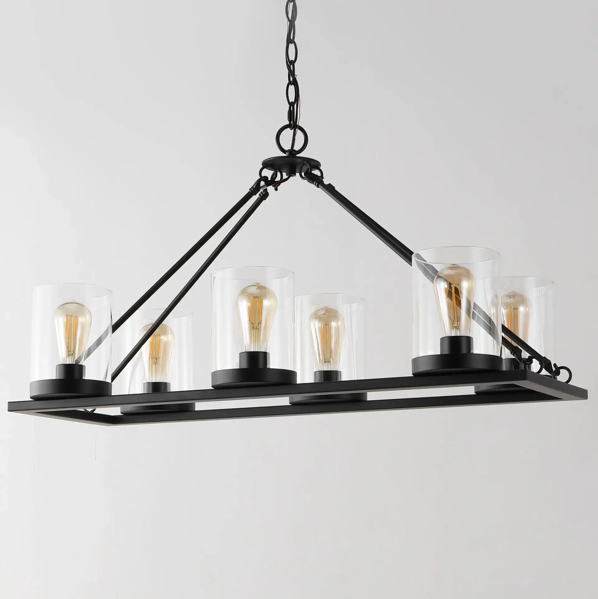 Reagan Six-Light Chandelier in Black, detail view