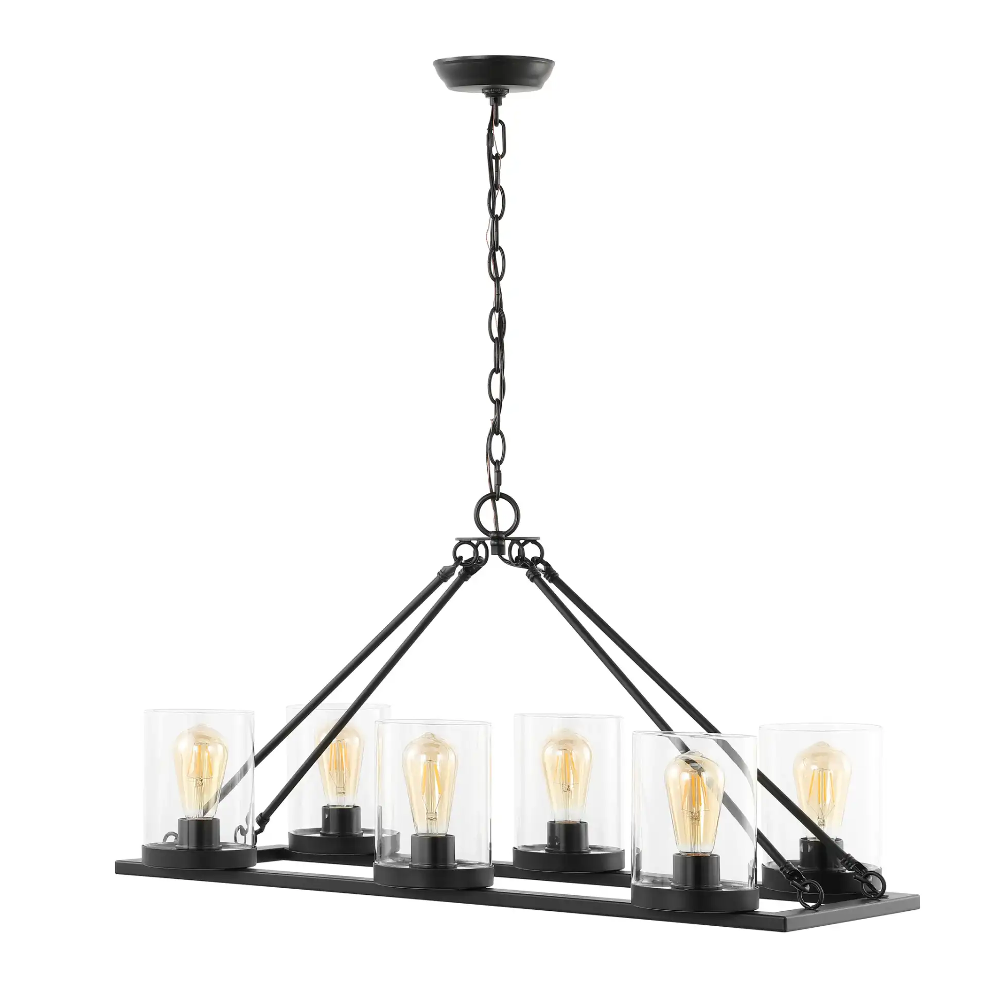 Reagan Six-Light Chandelier in Black, detail view