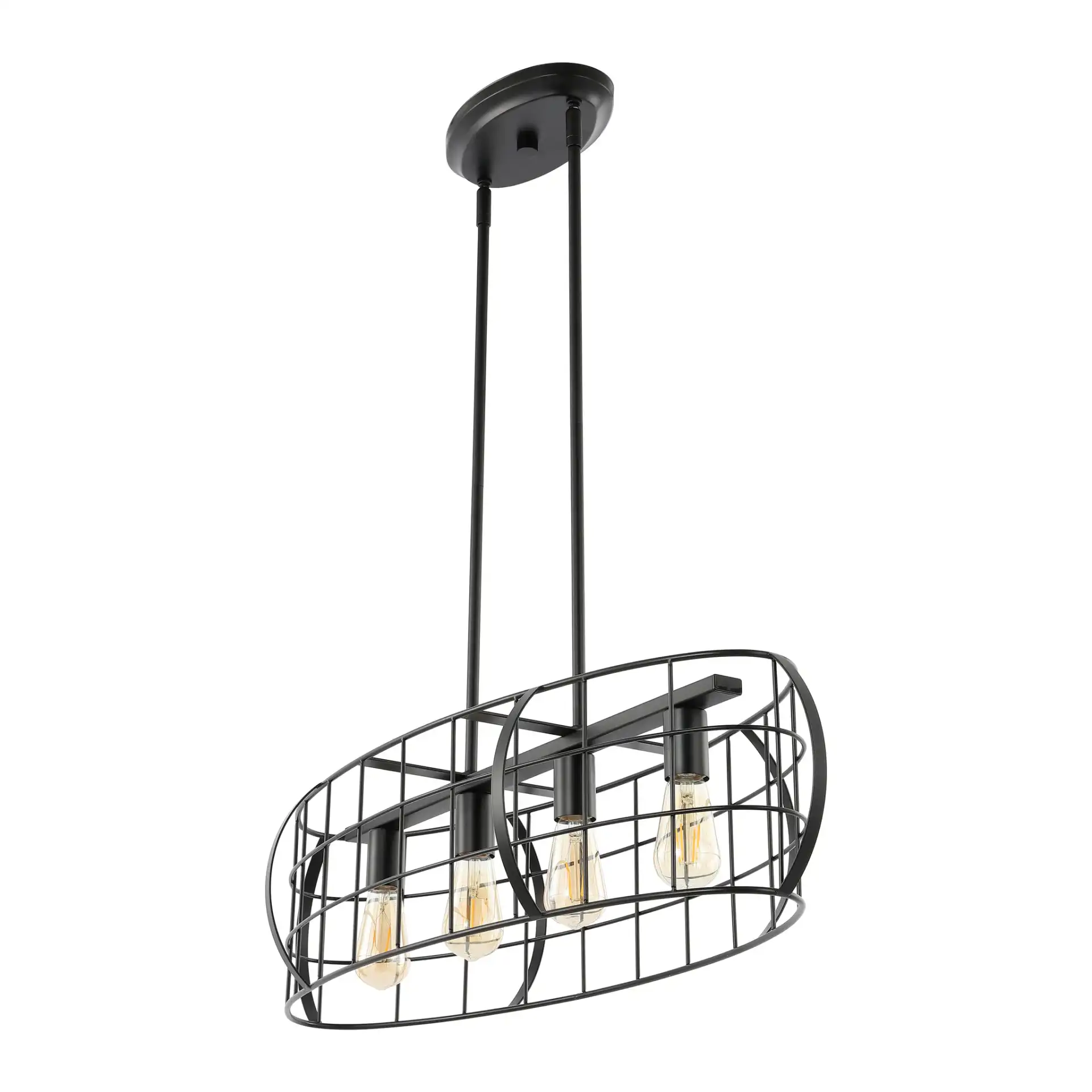Daxton Four-Light Chandelier in Black, detail view