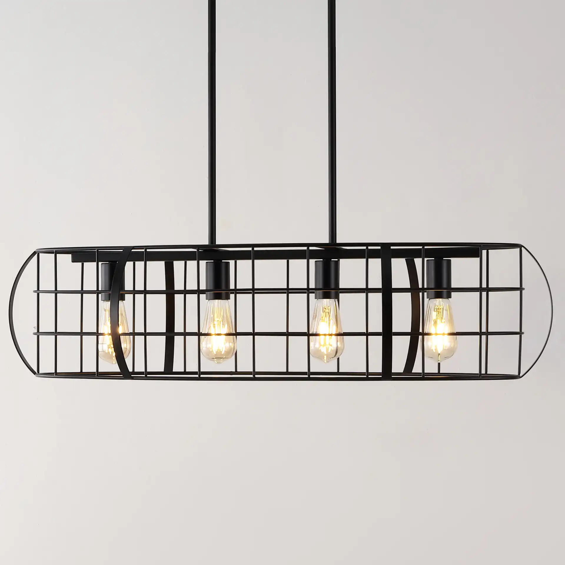 Daxton Four-Light Chandelier in Black in a styled room