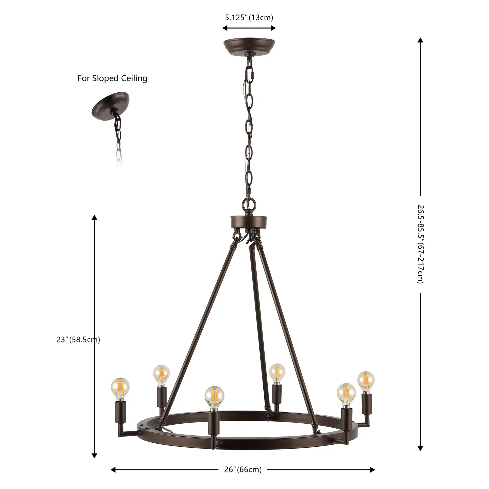 Nevada Six-Light Chandelier in Oil Rub Bronze, detail view