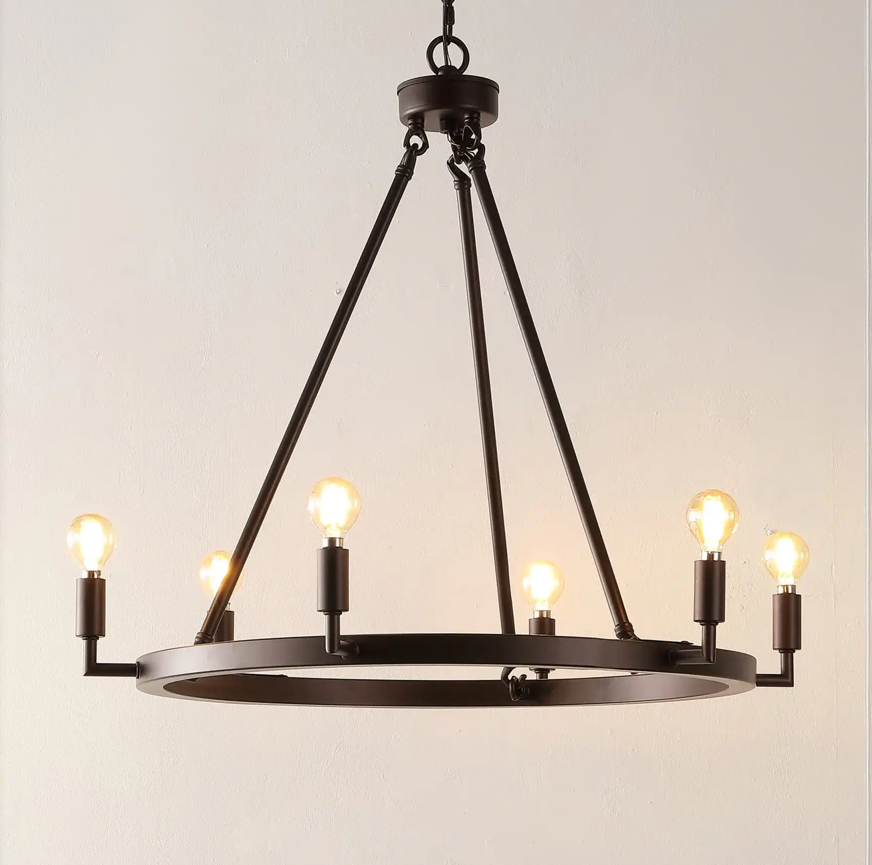 Nevada Six-Light Chandelier in Oil Rub Bronze in a styled room