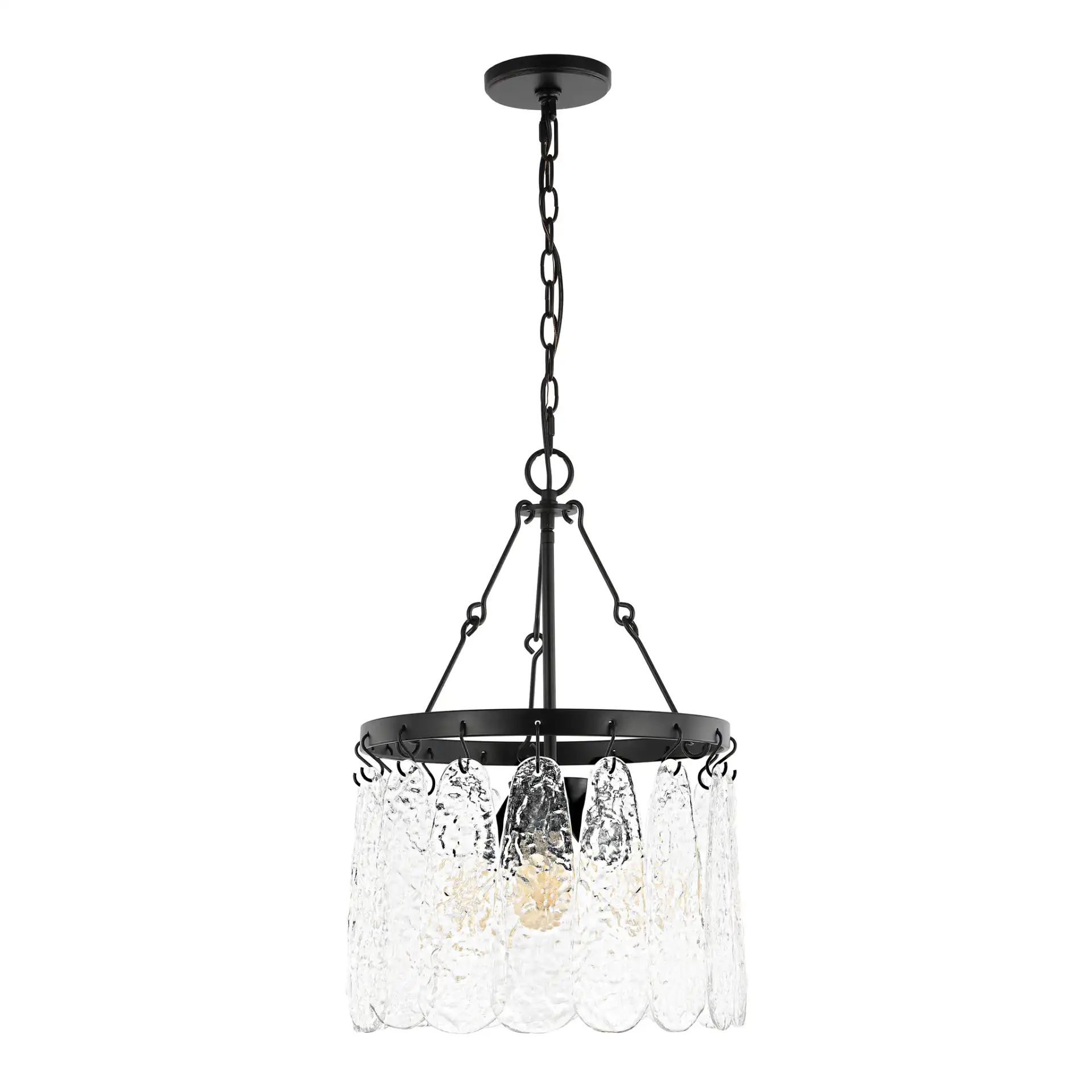 Thryssa Three-Light Chandelier in Black / Clear, detail view