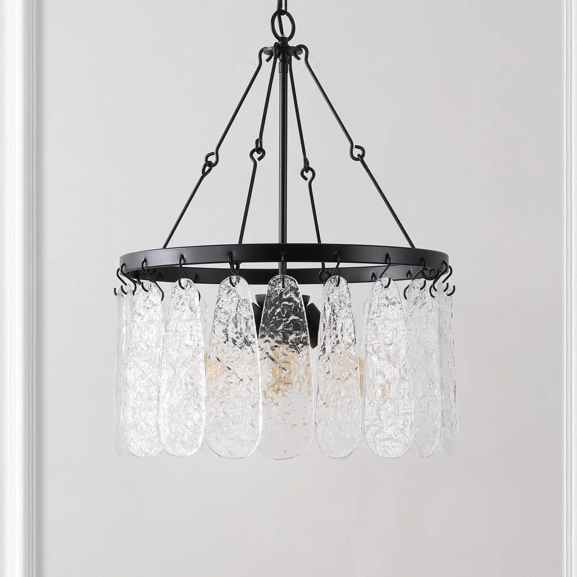 Selene Four-Light Chandelier in Black / Clear, detail view