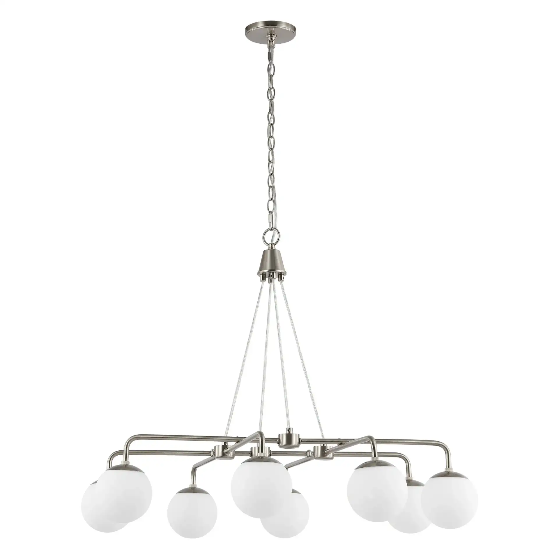 Denneau Eight-Light Chandelier in Nickel, detail view