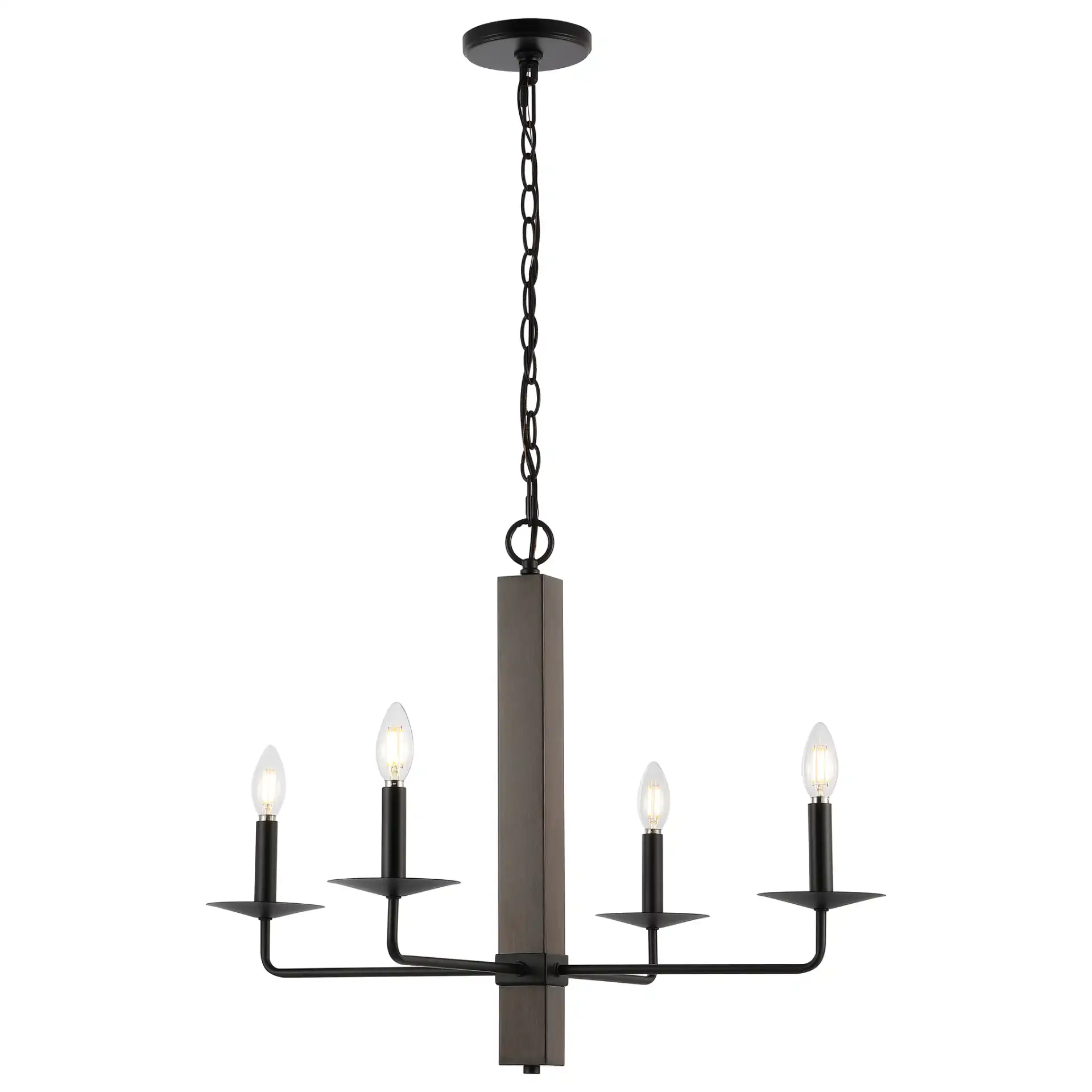 Oakly Four-Light Chandelier in Black / Walnut