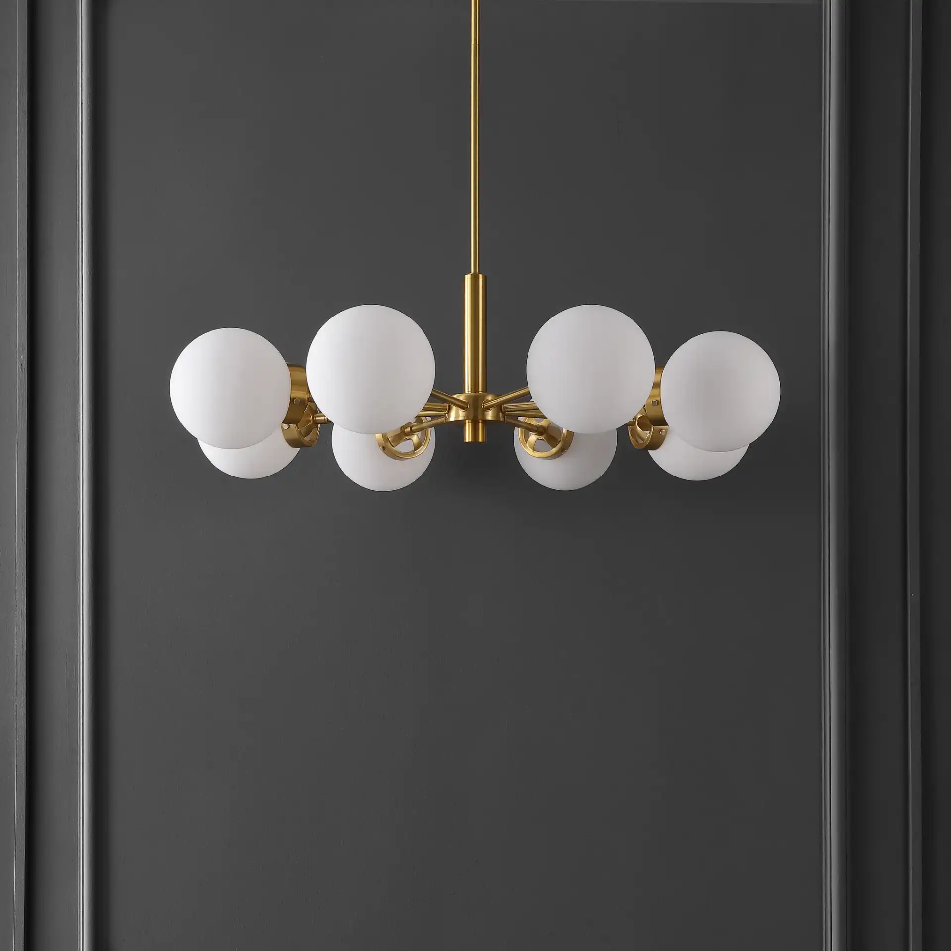Prosie Eight-Light Chandelier in Gold in a styled room