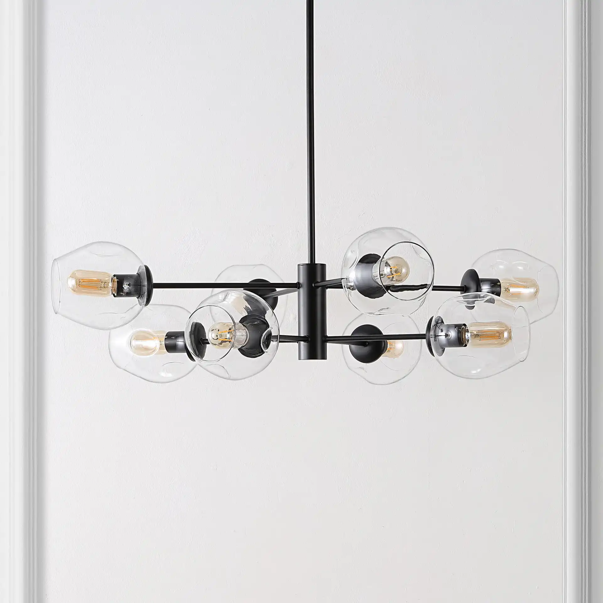Pythea Eight-Light Chandelier in Black, detail view