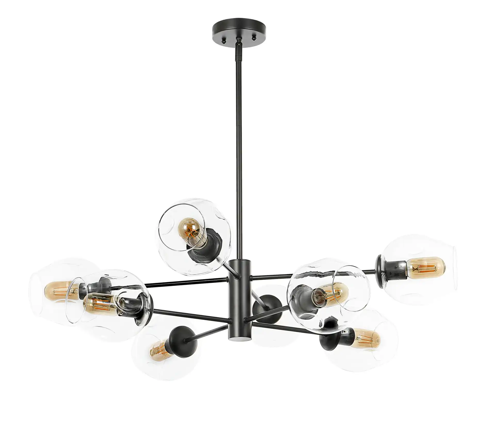 Pythea Eight-Light Chandelier in Black, detail view