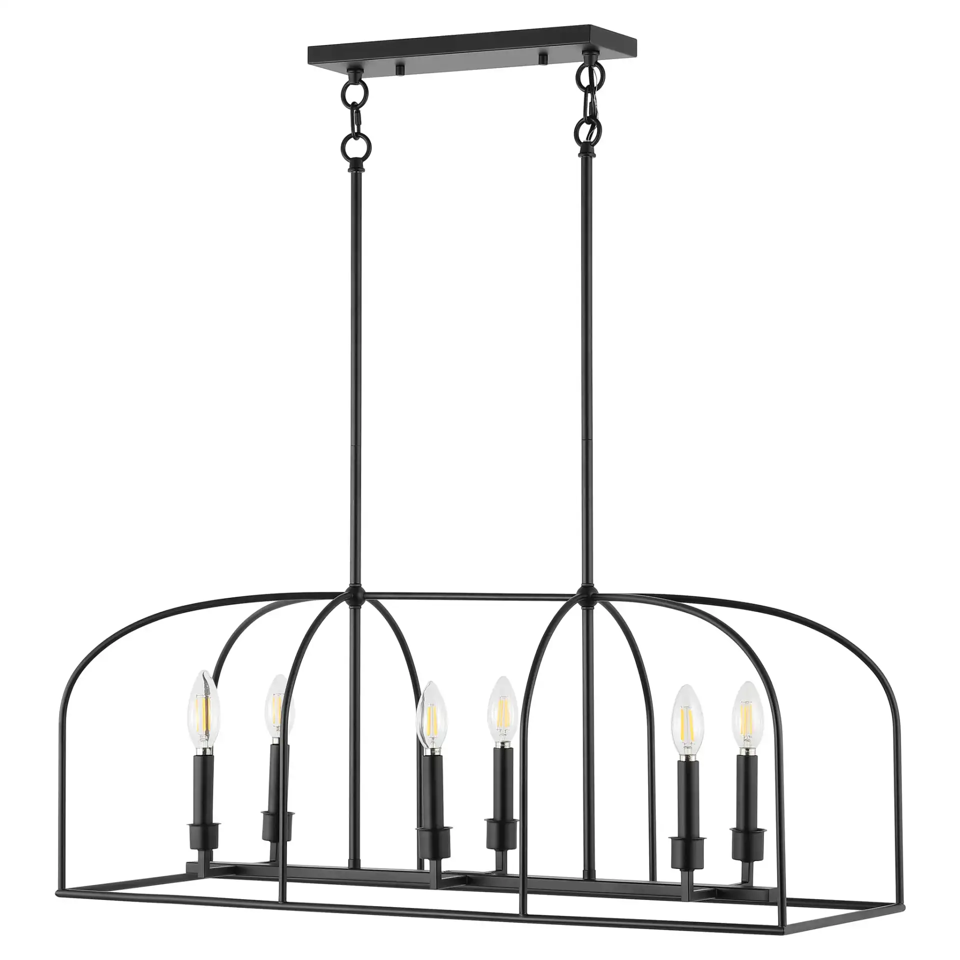 Bryndan Six-Light Chandelier in Black, detail view