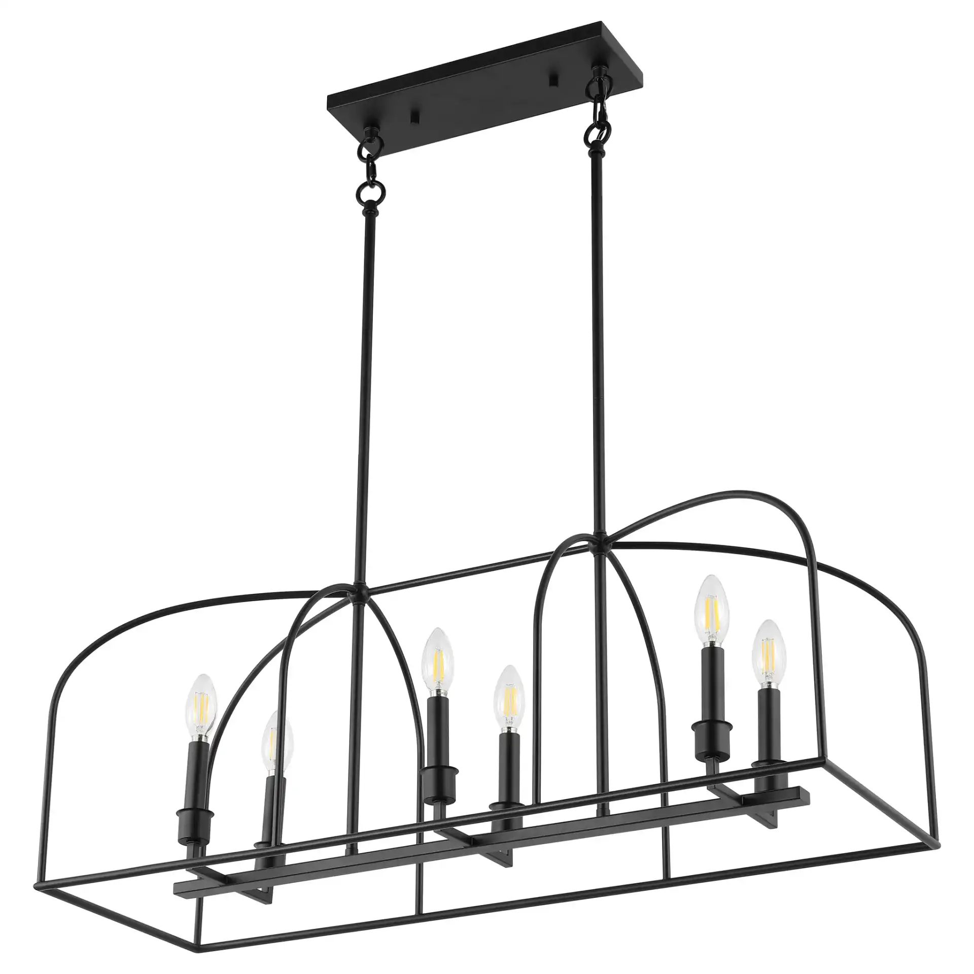Bryndan Six-Light Chandelier in Black, detail view
