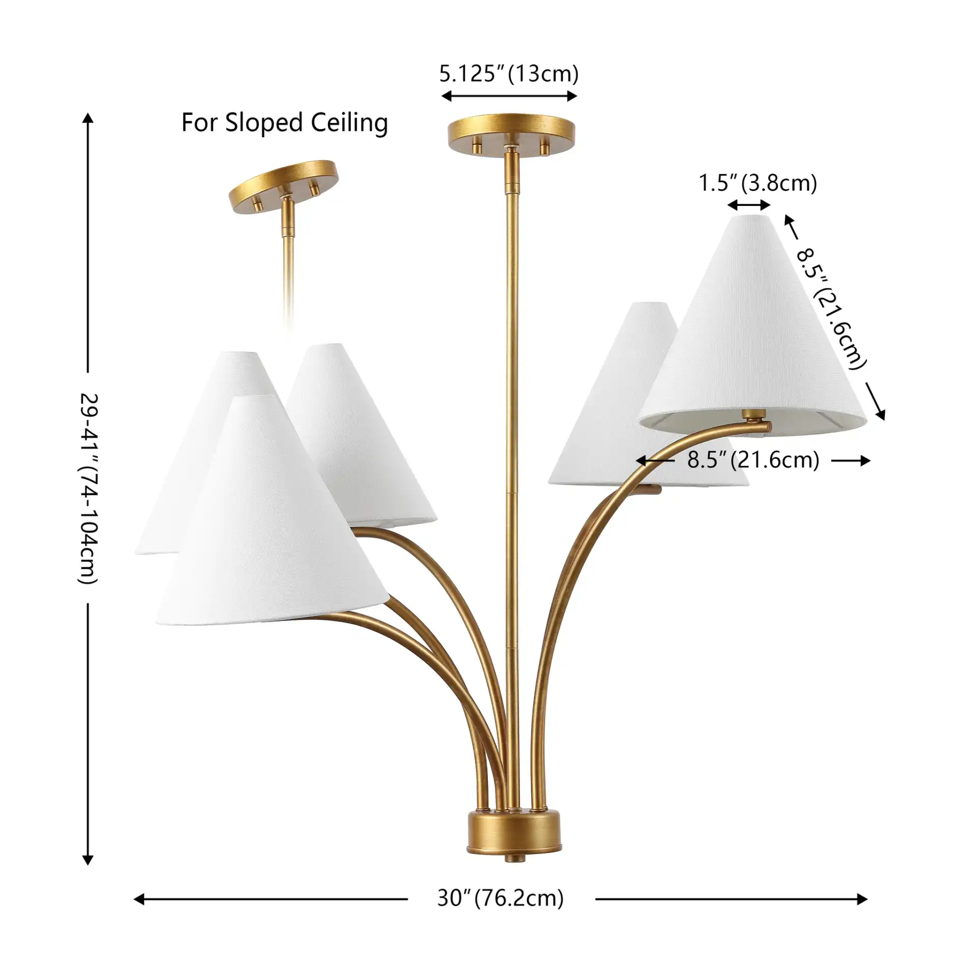 Johanna Five-Light Chandelier in Antique Brass, detail view