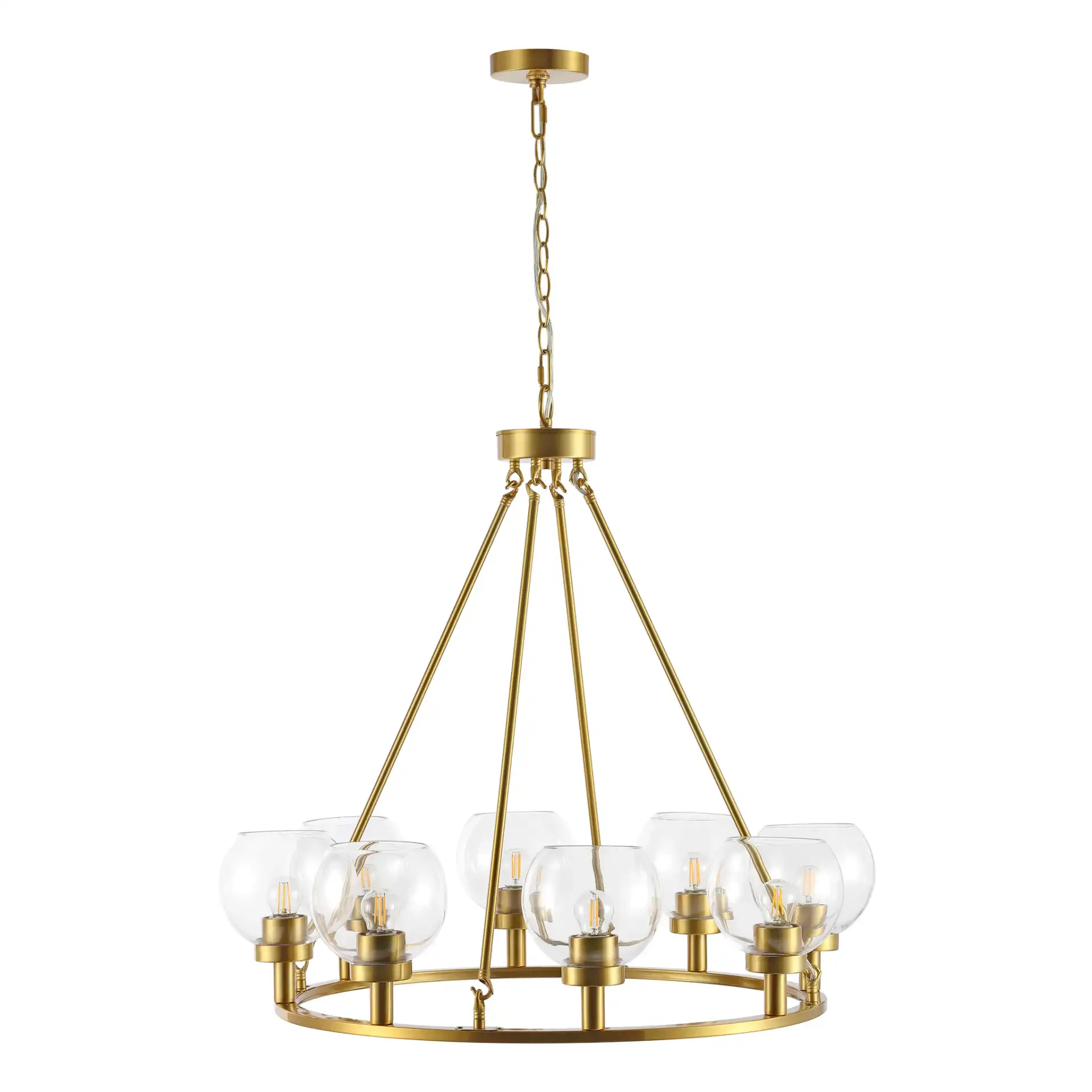 Sveda Eight-Light Chandelier in Brass, detail view