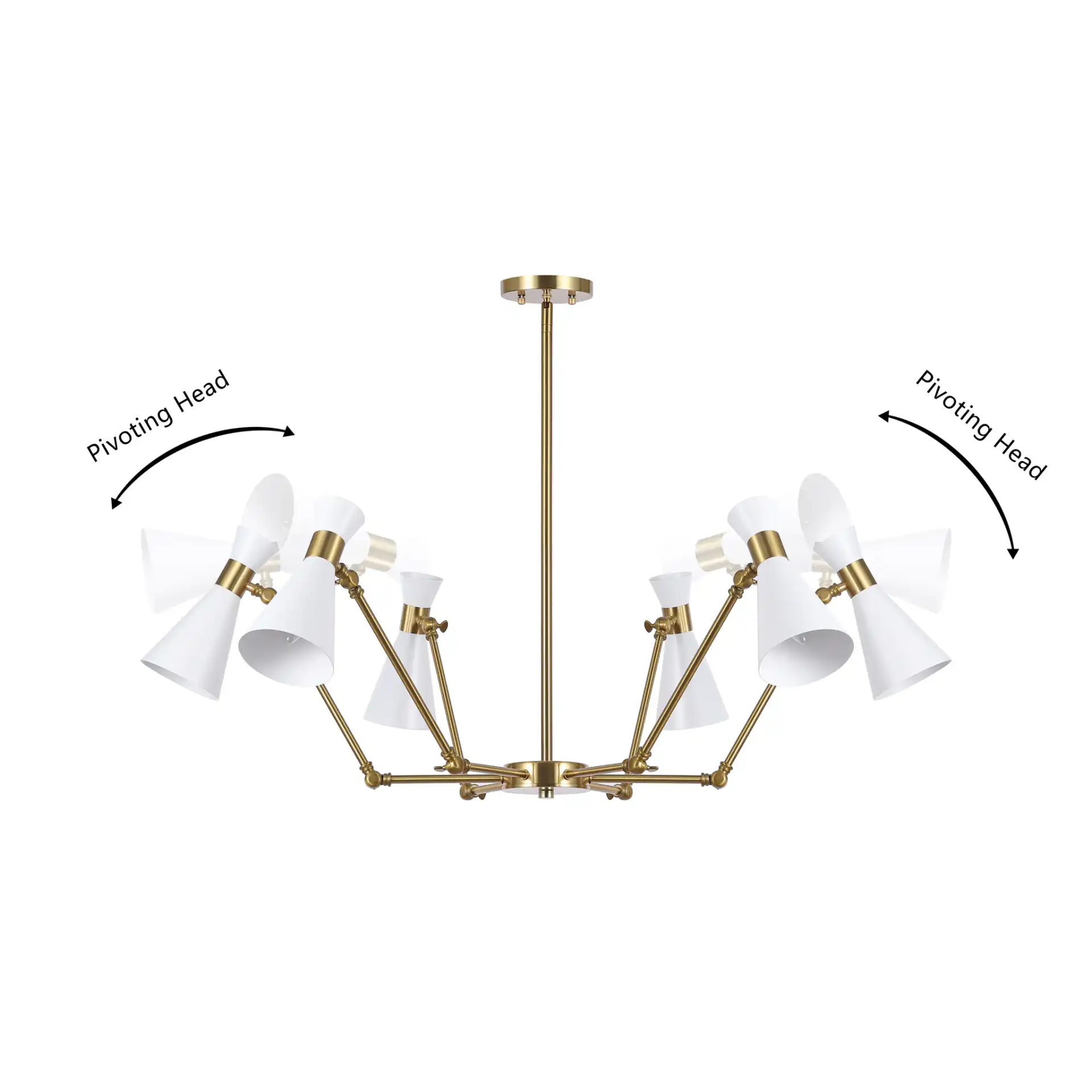 Shiraz Six-Light Chandelier in Brass / White, detail view