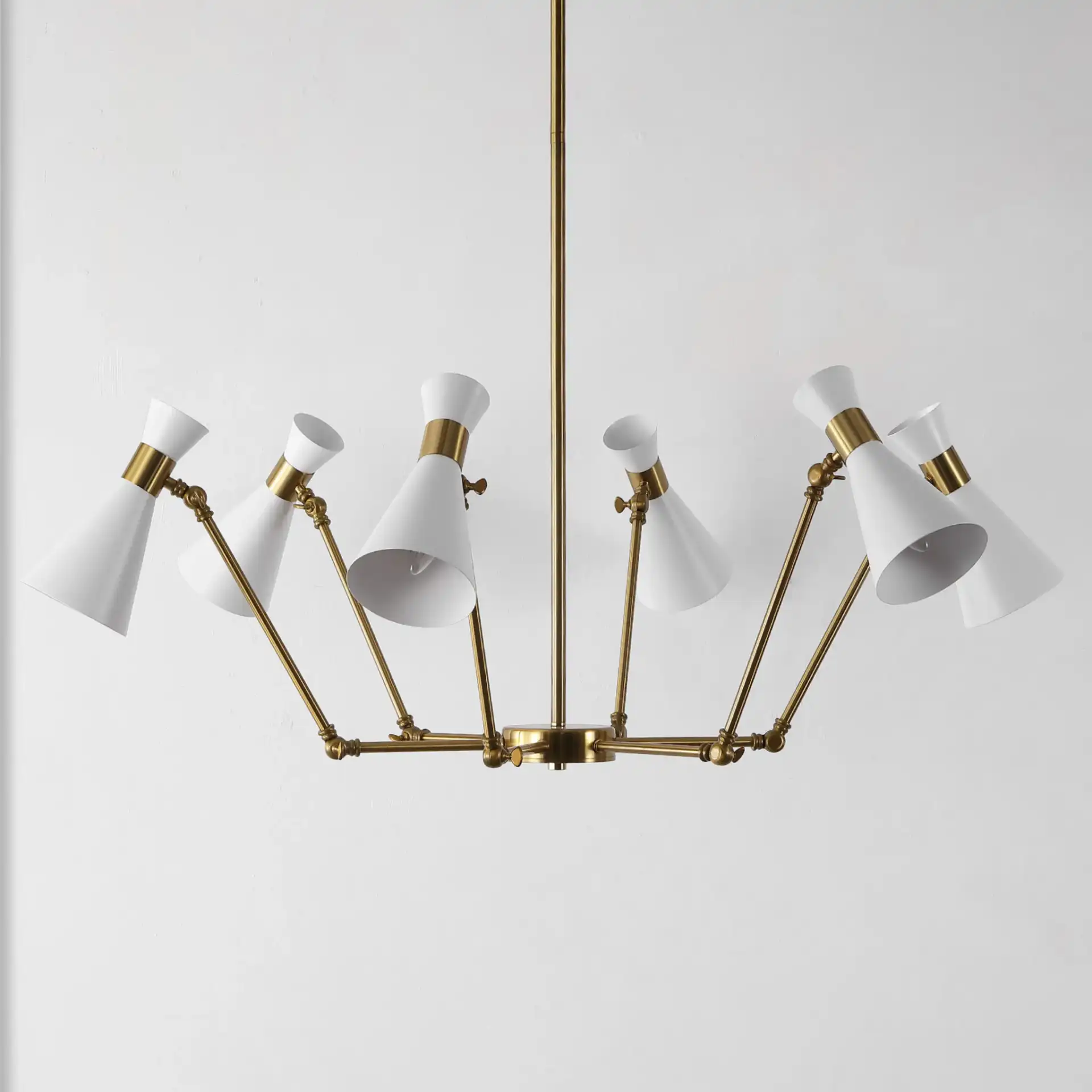 Shiraz Six-Light Chandelier in Brass / White, detail view