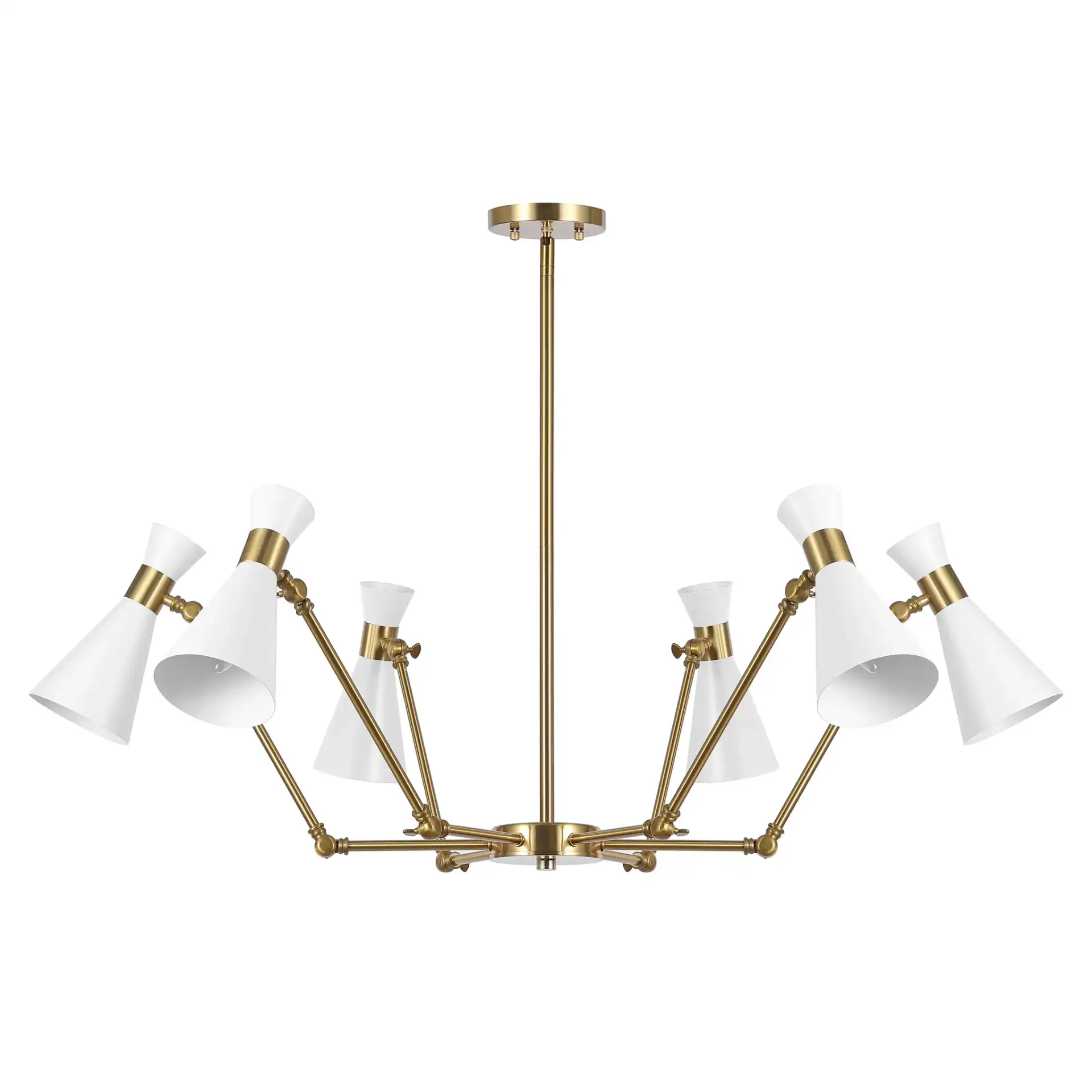 Shiraz Six-Light Chandelier in Brass / White, detail view