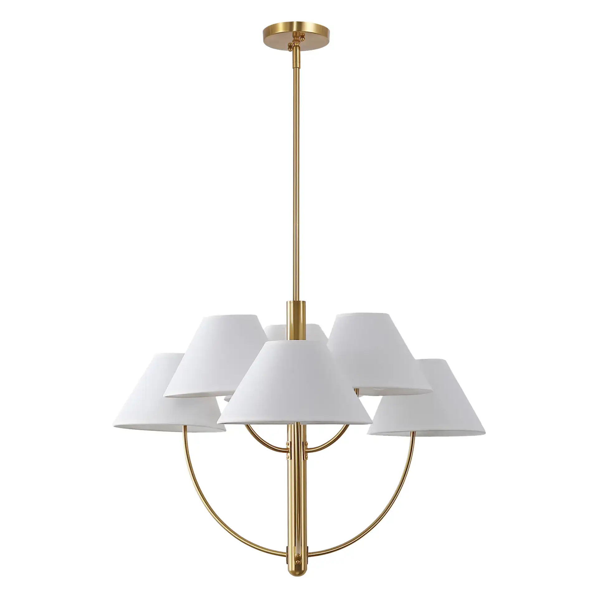 Madsen Six-Light Chandelier in Brass, detail view