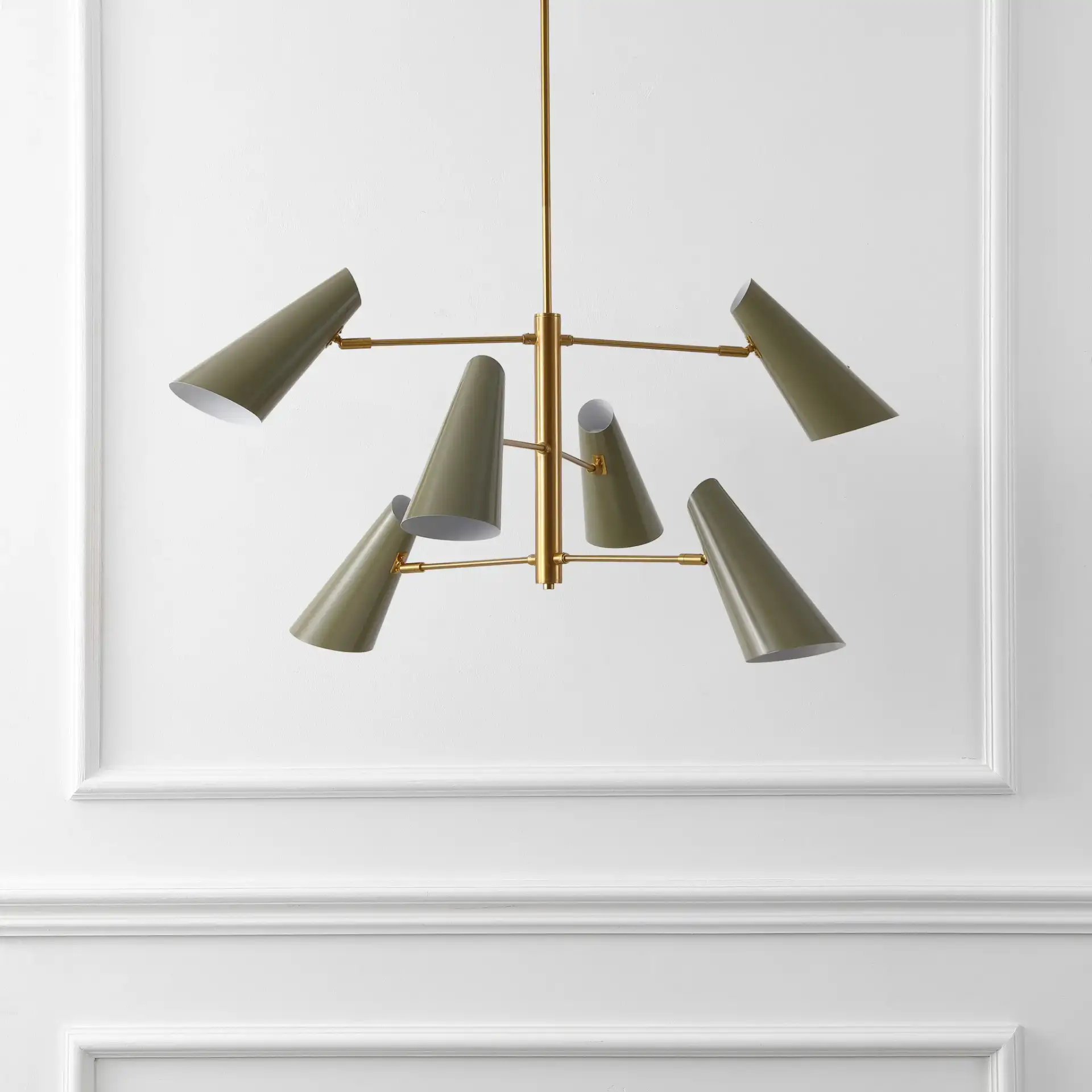 Atena Chandelier in Brass / Green in a styled room