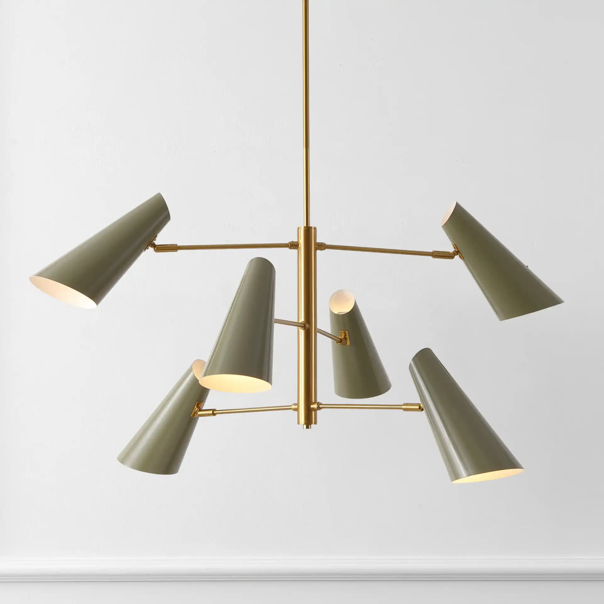 Atena Chandelier in Brass / Green in a styled room