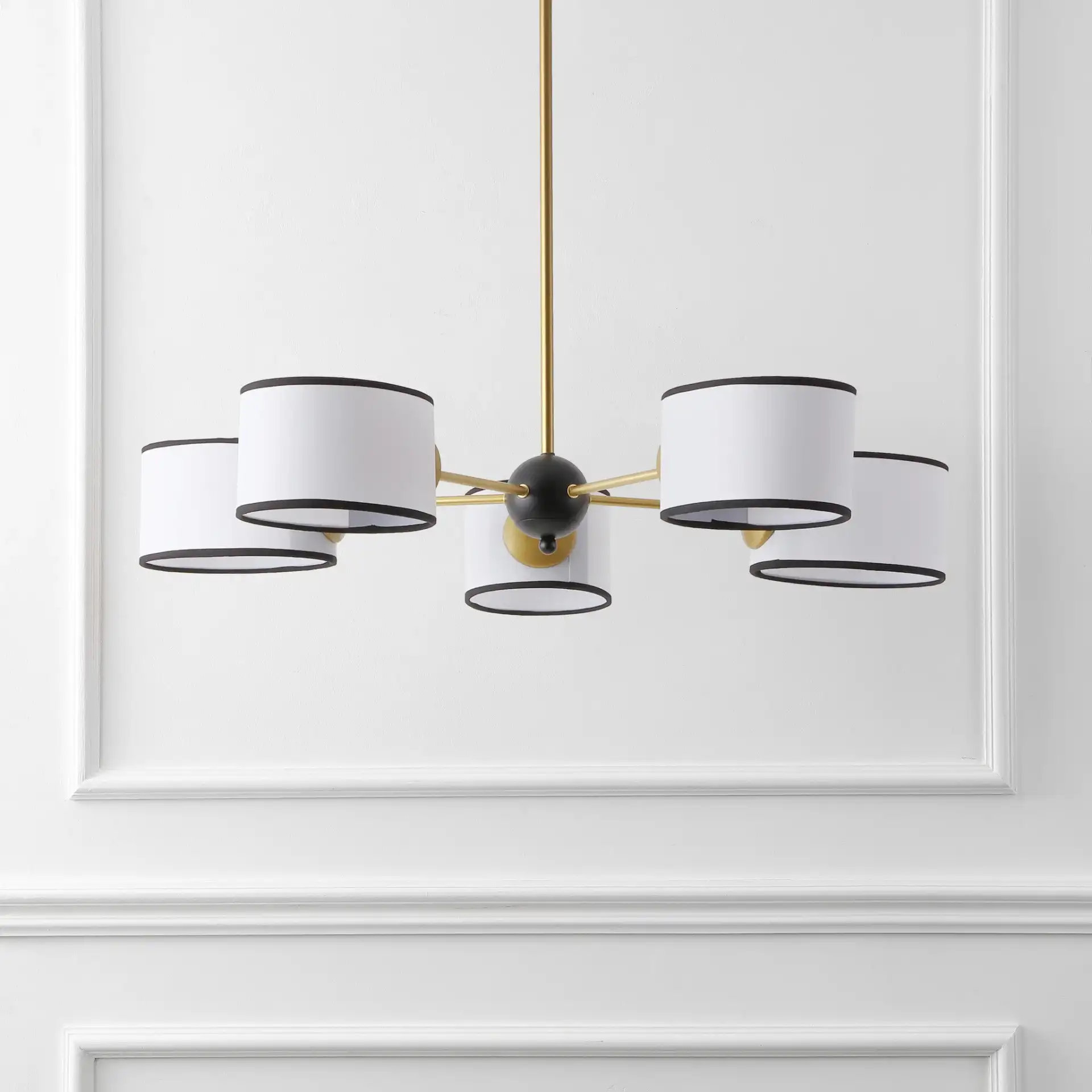 Mickie Chandelier in White / Black in a styled room