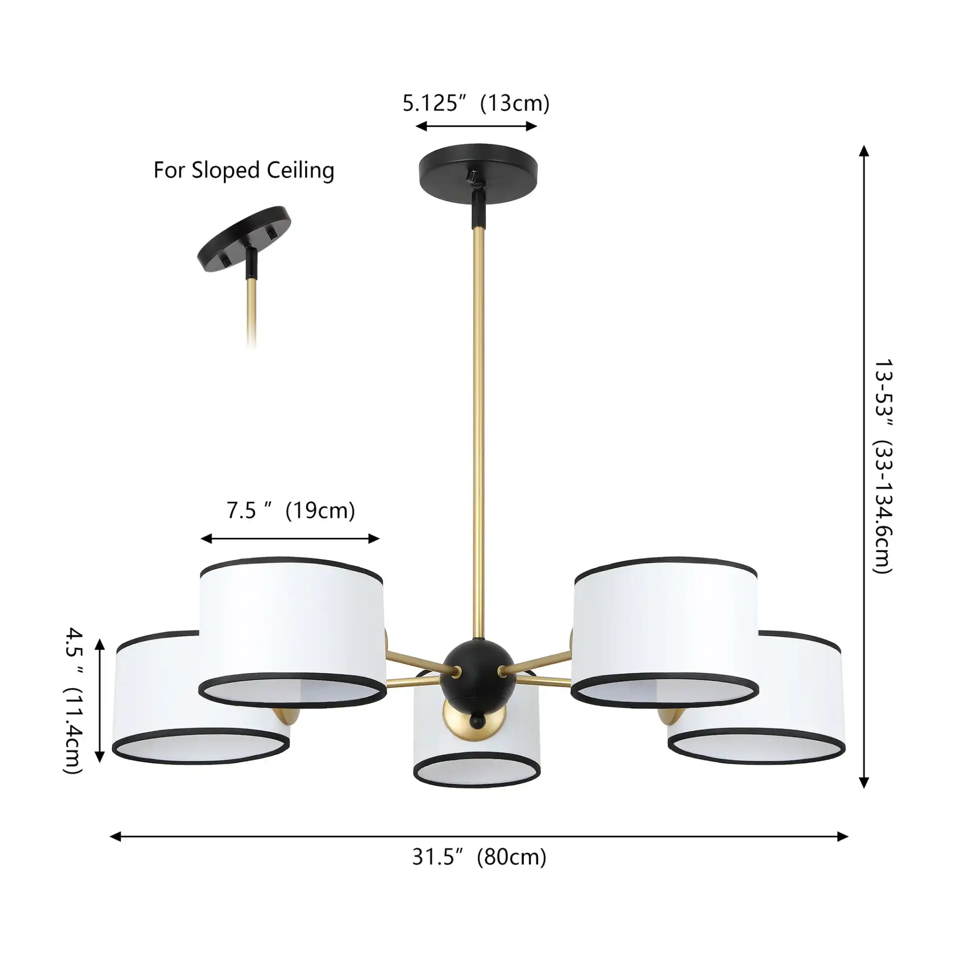 Mickie Chandelier in White / Black, detail view