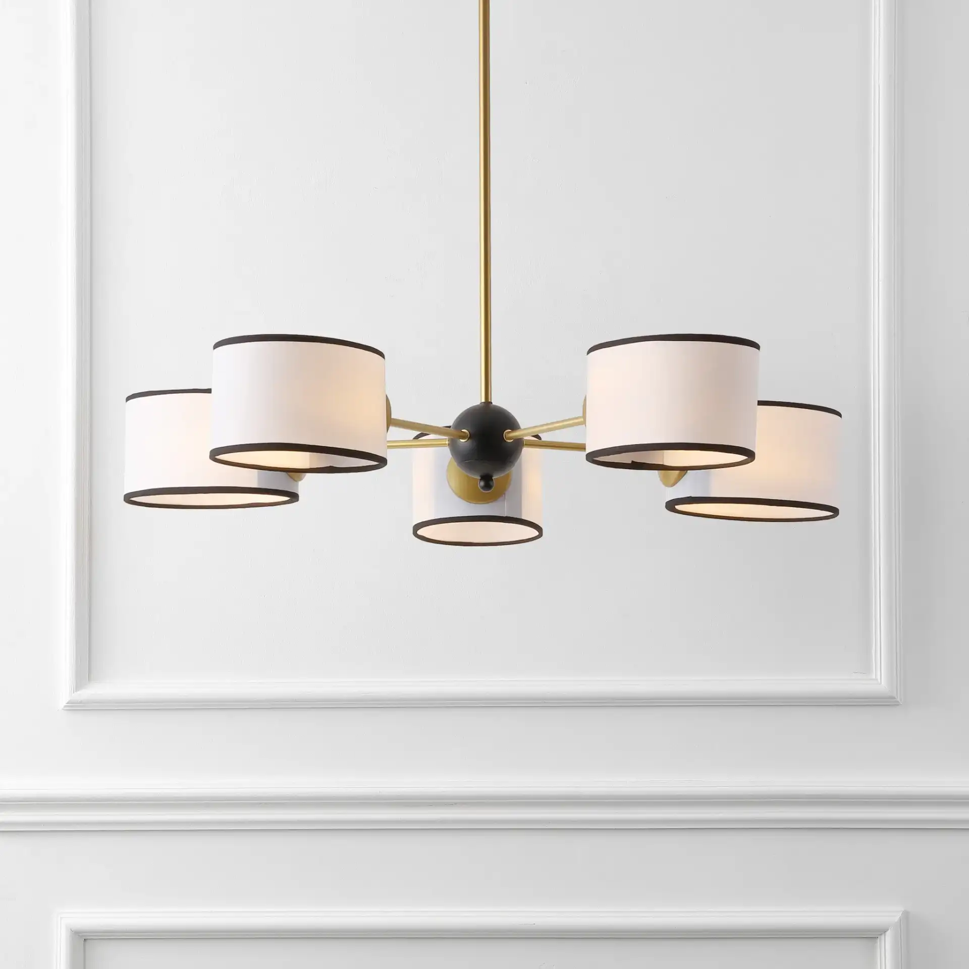 Mickie Chandelier in White / Black in a styled room