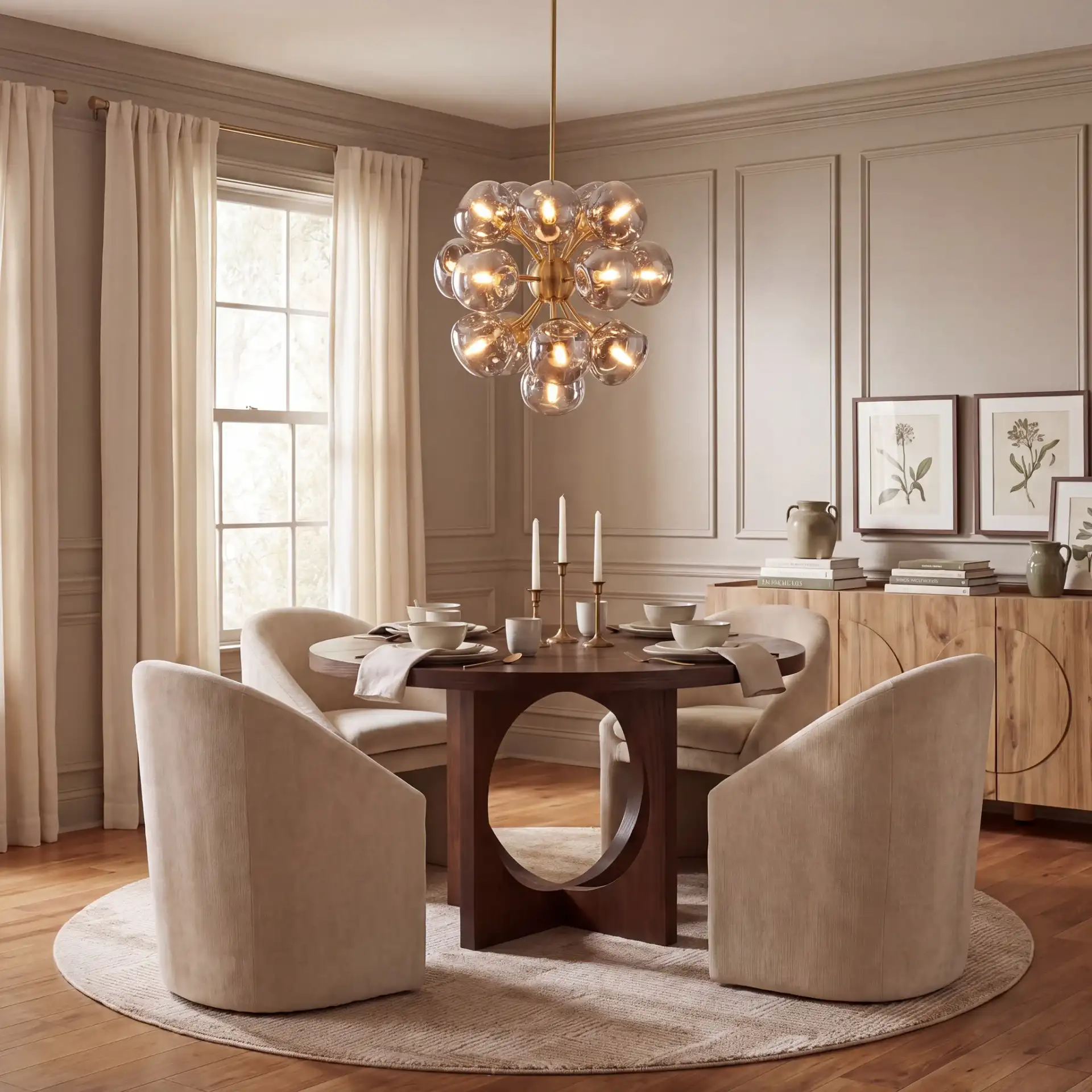 Paulia Chandelier in Chrome / Brass in a styled room