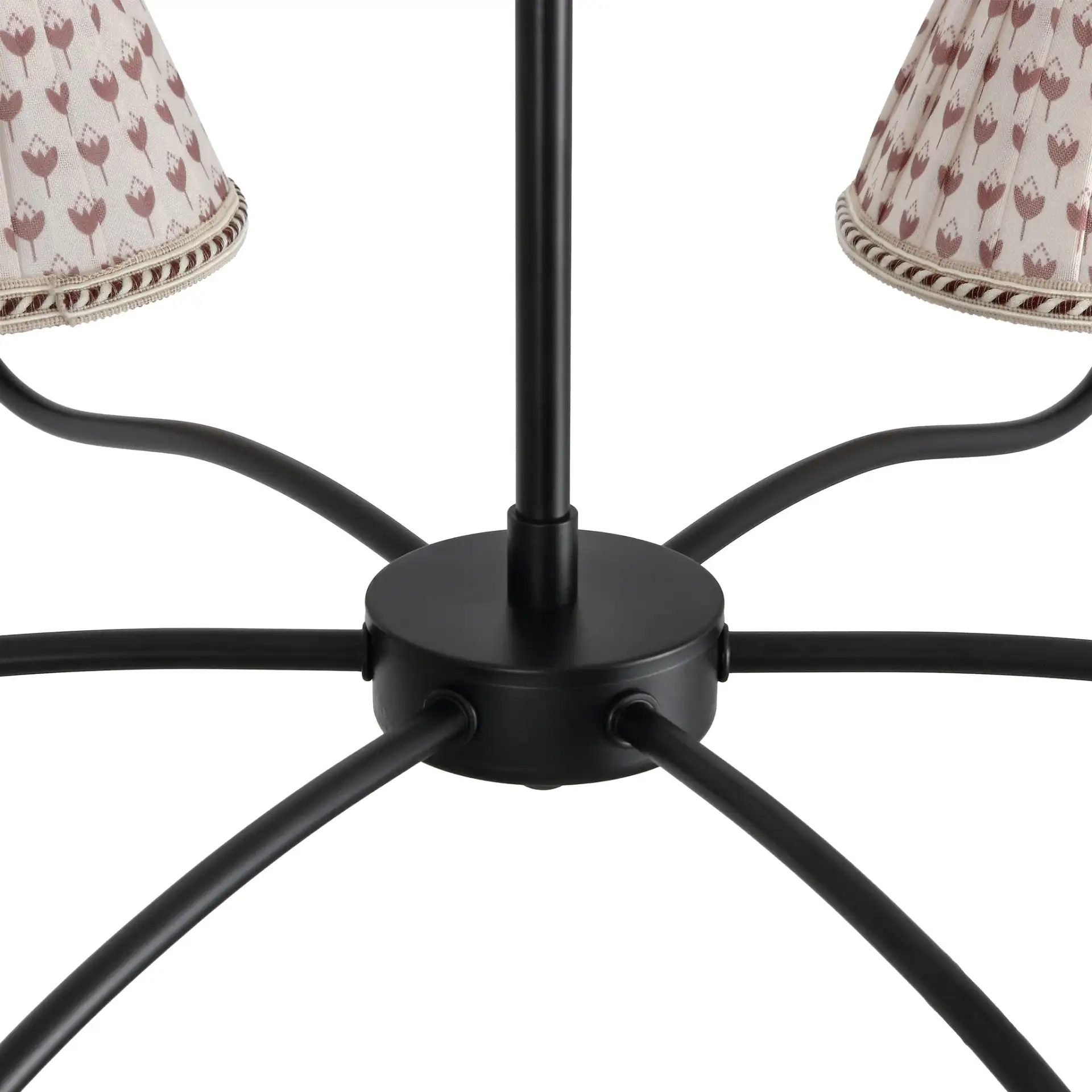 Yakov 6 Lamp Chandelier in Black / Brown And White in a styled room