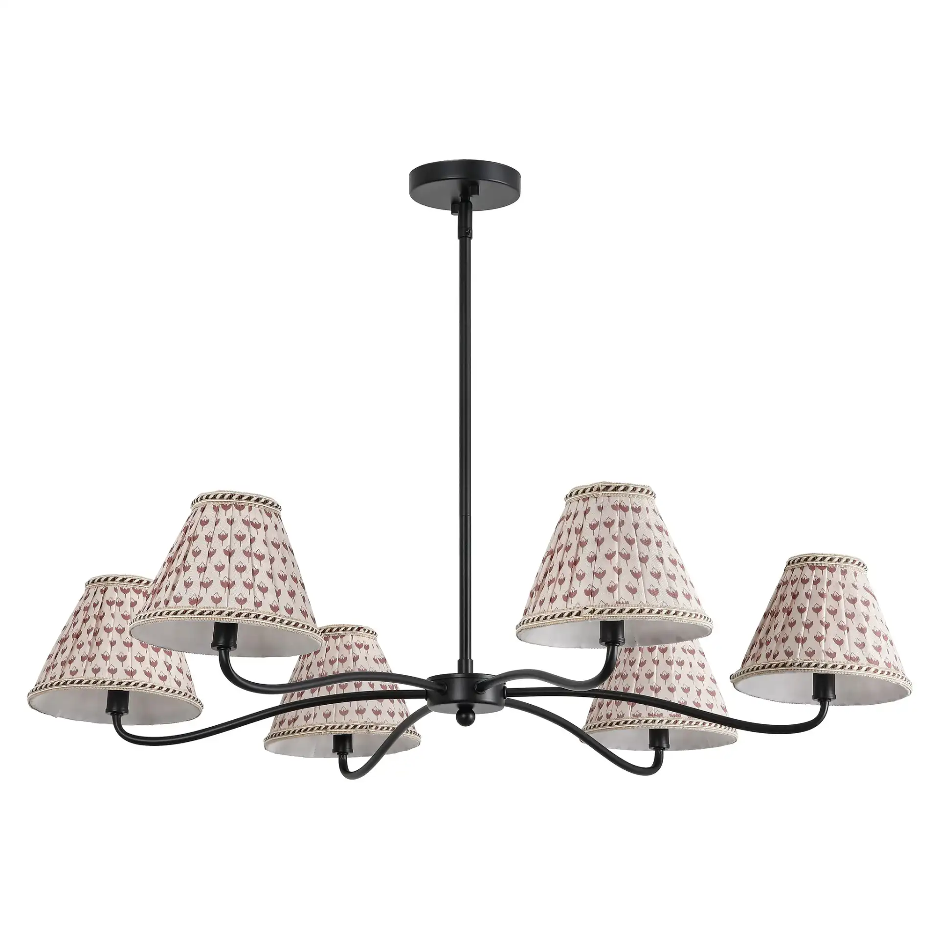 Yakov 6 Lamp Chandelier in Black / Brown And White, detail view