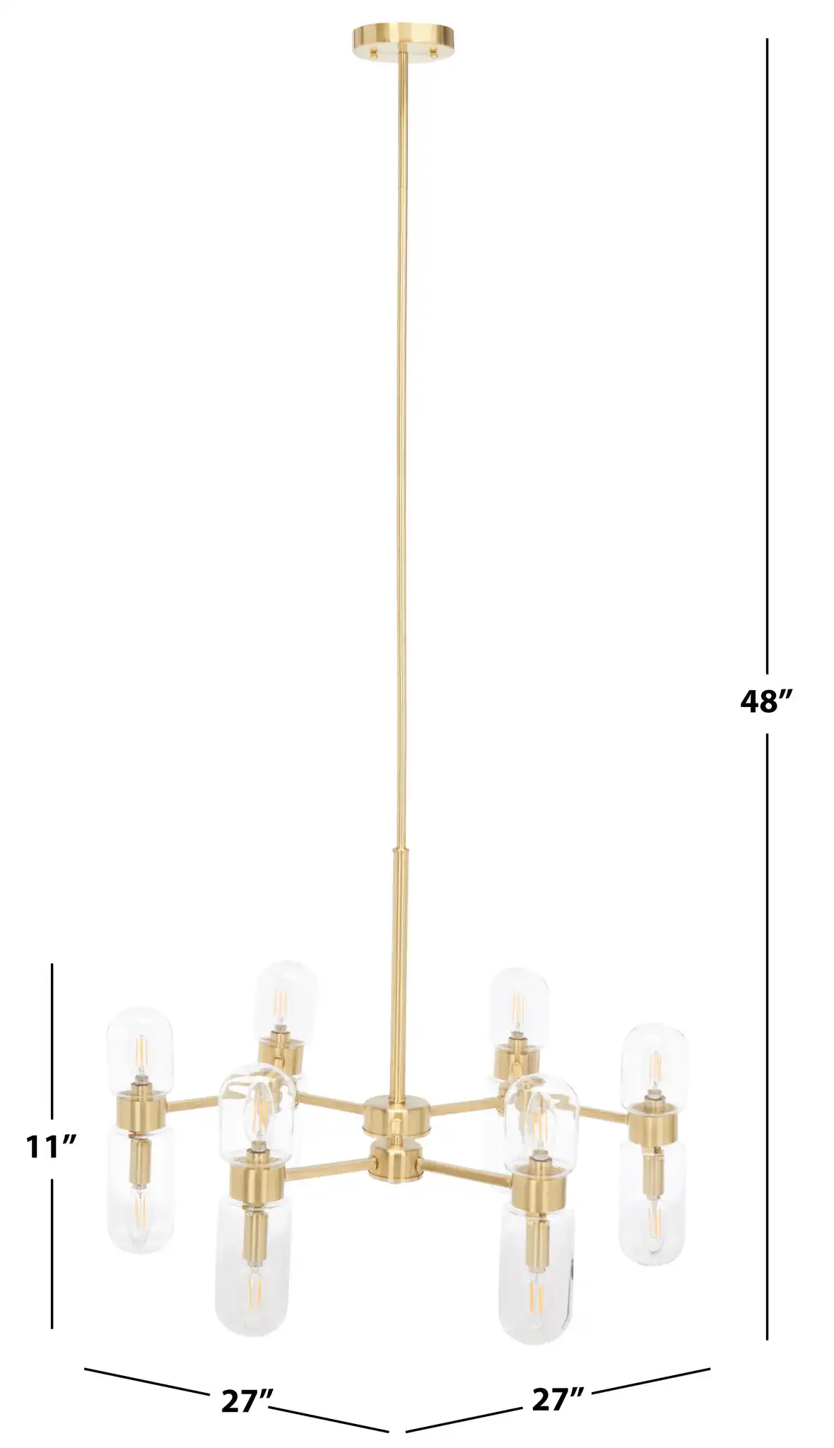 Darragh Twelve-Light Chandelier in Gold, detail view