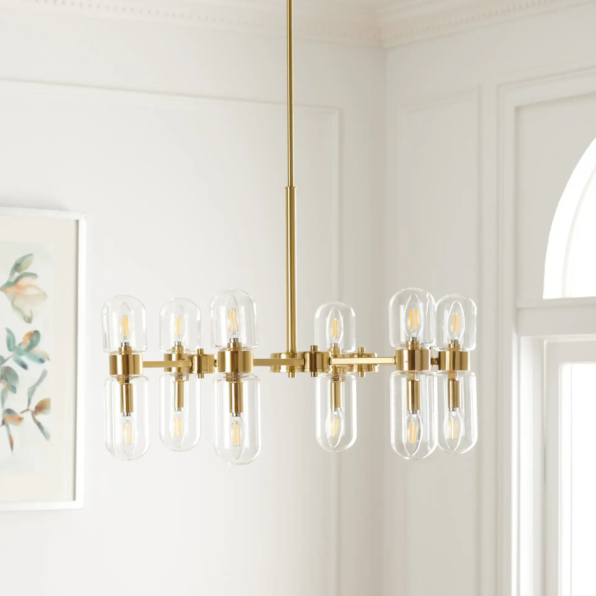 Darragh Twelve-Light Chandelier in Gold in a styled room