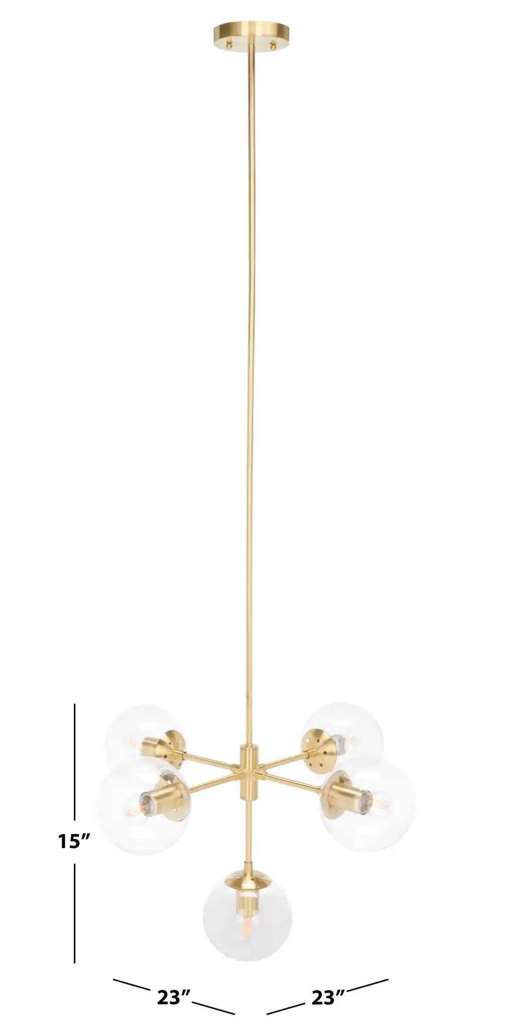 Camaria Five-Light Chandelier in Gold, detail view