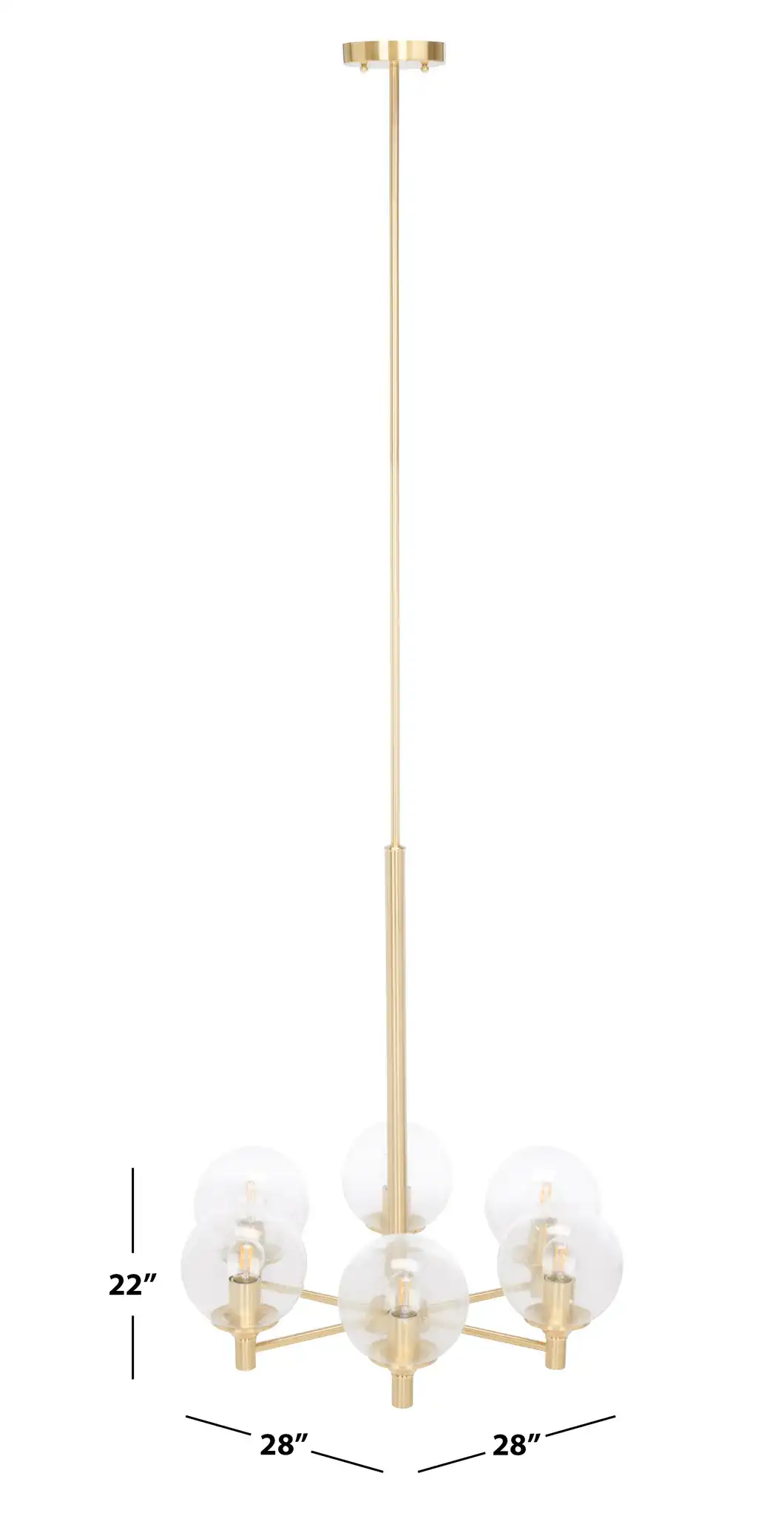 Jayde Six-Light Chandelier in Gold, detail view