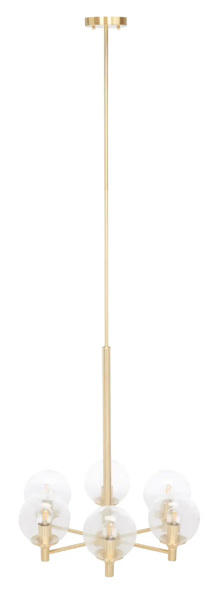 Jayde Six-Light Chandelier in Gold, detail view