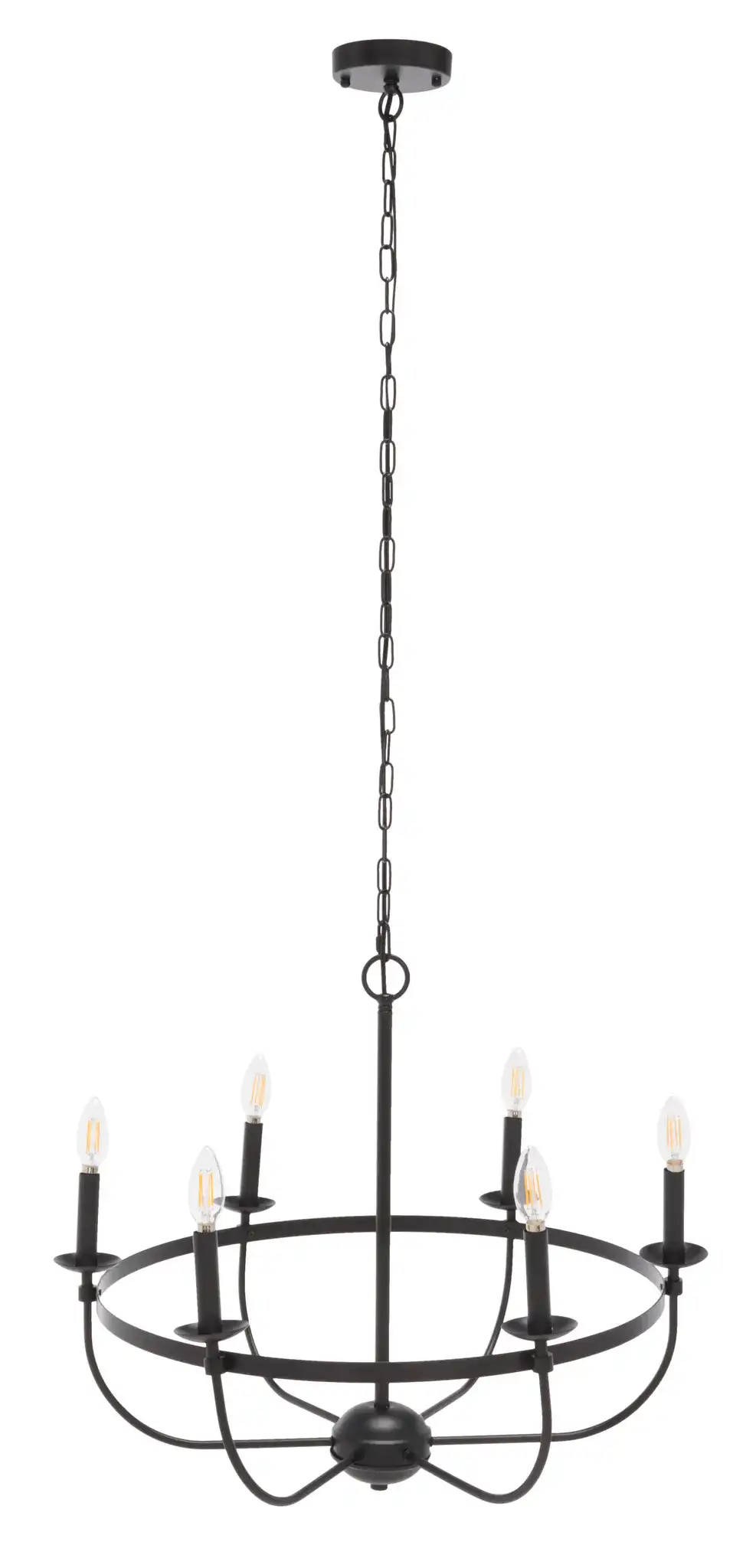 Lannan Six-Light Chandelier in Black, detail view