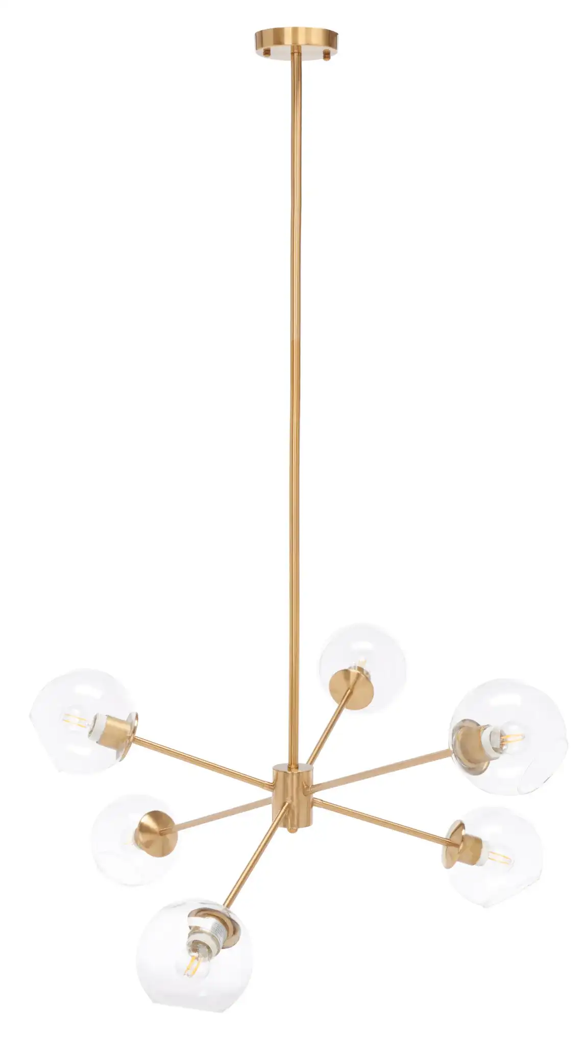 Cantori Six-Light Chandelier in Gold, detail view