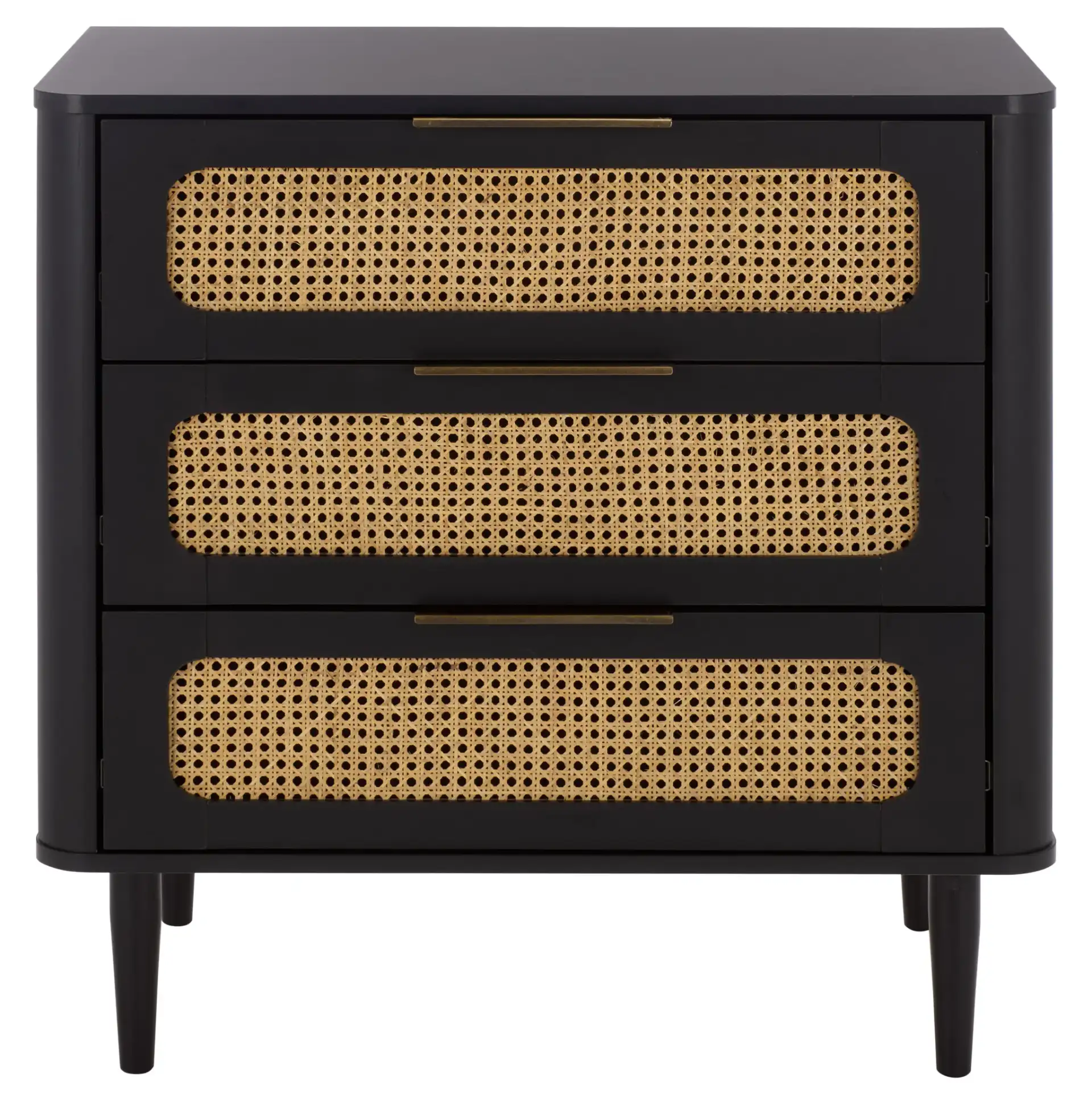 Brey Three-Drawer Chest in Black / Brass
